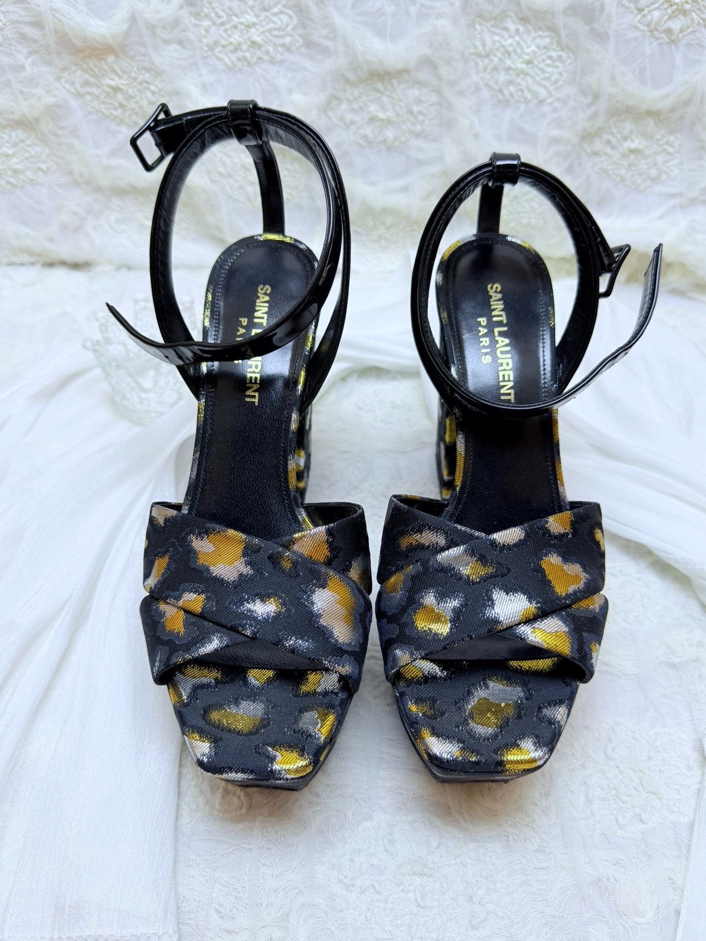 Saint Laurent Paris Saint Laurent Paris Animal Print Black Sandals us_6 Women Size US 6 / IT 36 - 3 Thumbnail