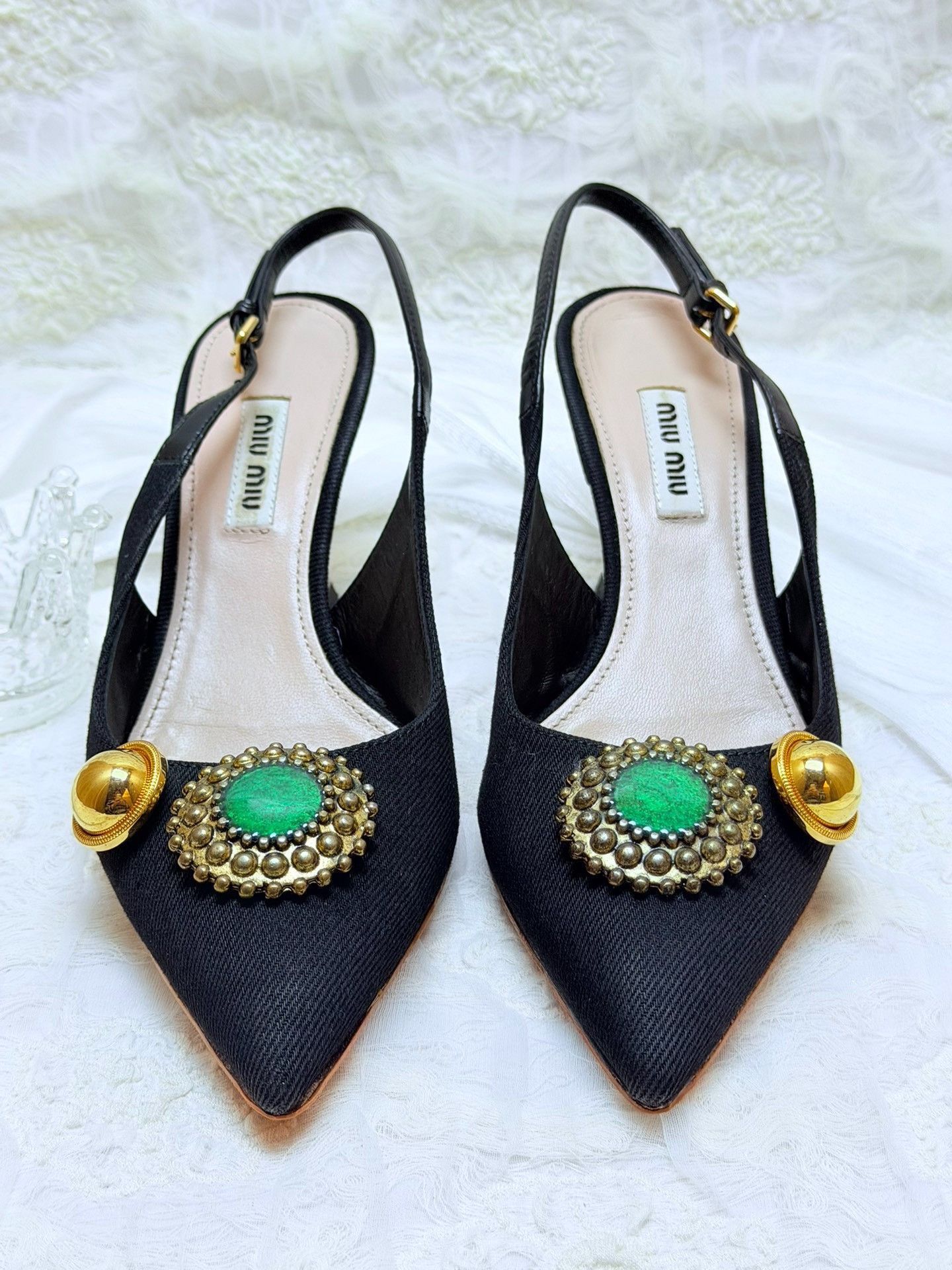 Miu Miu Miu Miu Canvas Green Sandals us_6 Women Size US 6 / IT 36 - 4 Thumbnail