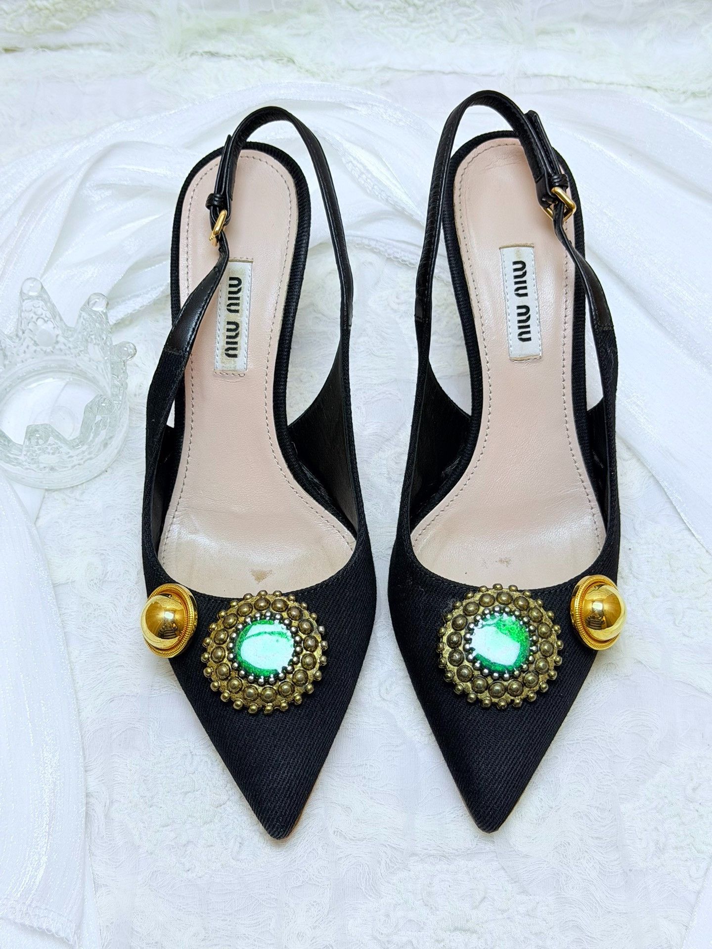 Miu Miu Miu Miu Canvas Green Sandals us_6 Women Size US 6 / IT 36 - 3 Thumbnail