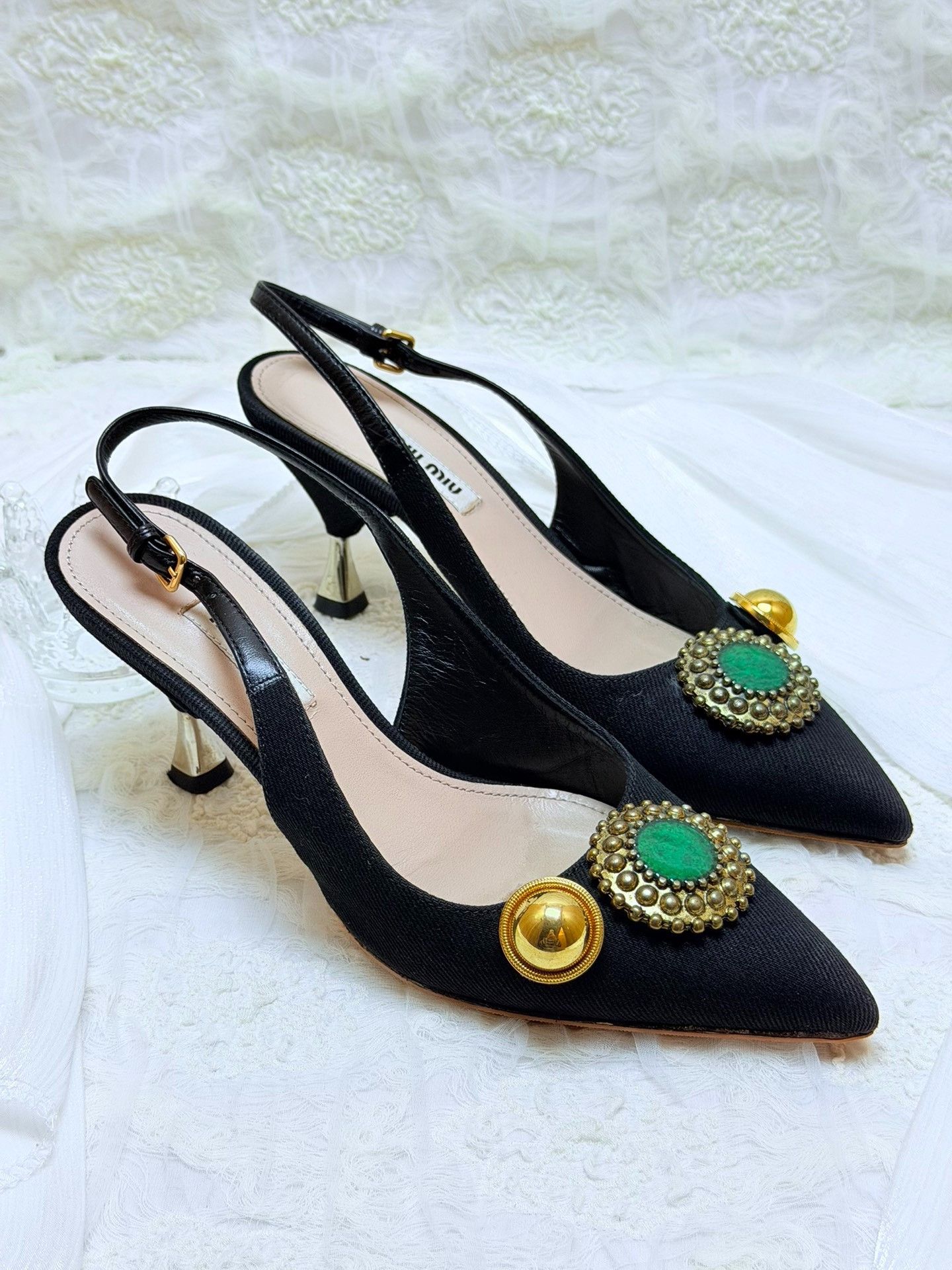 Miu Miu Miu Miu Canvas Green Sandals us_6 Women Size US 6 / IT 36 - 2 Thumbnail