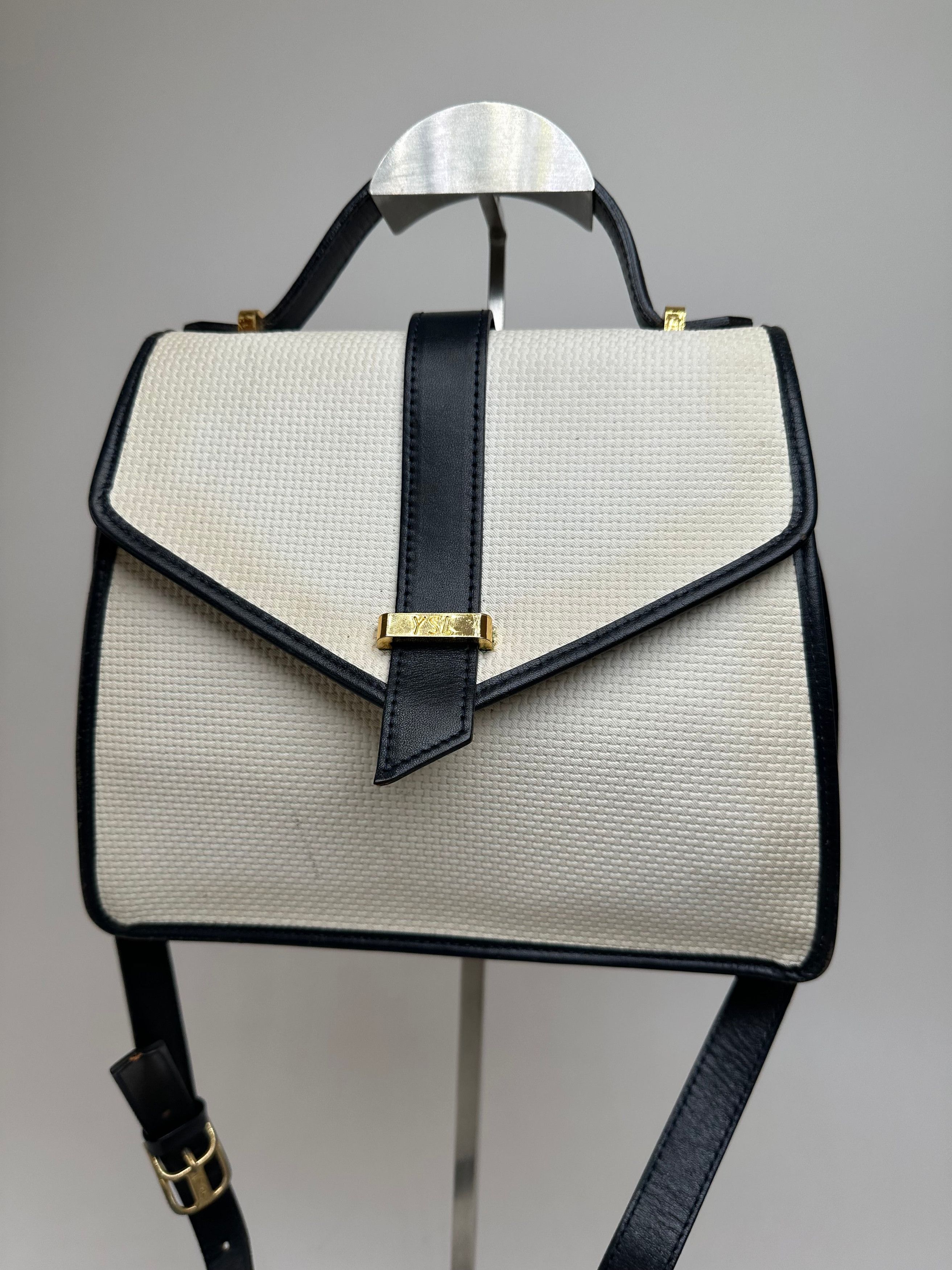 Other Vintage Yves Saint Laurent 2Way Canvas Leather Flap Bag Whit Size ONE SIZE - 8 Thumbnail