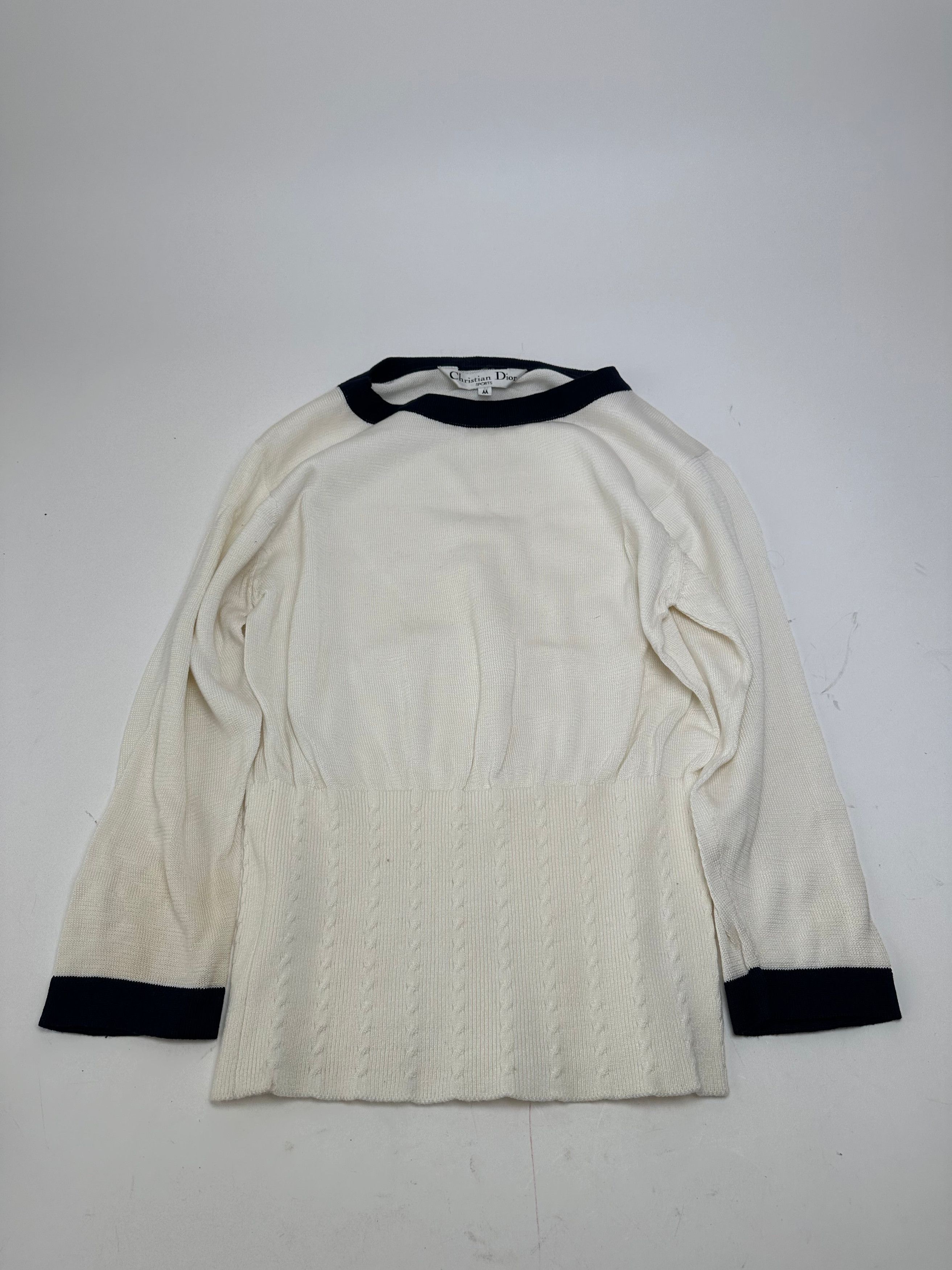 Dior Vintage Sports Crewneck Sweater Cream Navy M Size M / US 6-8 / IT 42-44 - 4 Thumbnail