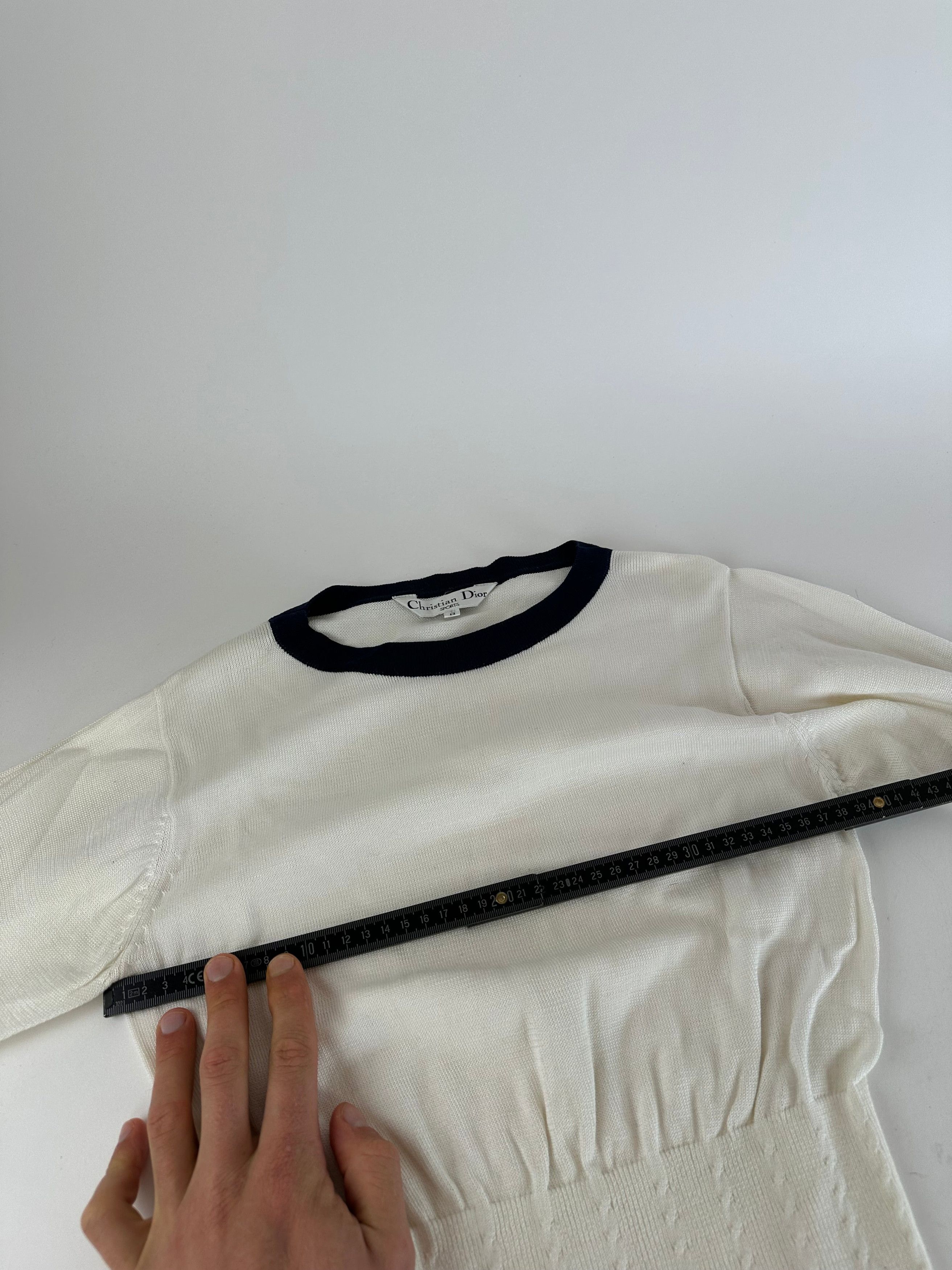 Dior Vintage Sports Crewneck Sweater Cream Navy M Size M / US 6-8 / IT 42-44 - 8 Thumbnail