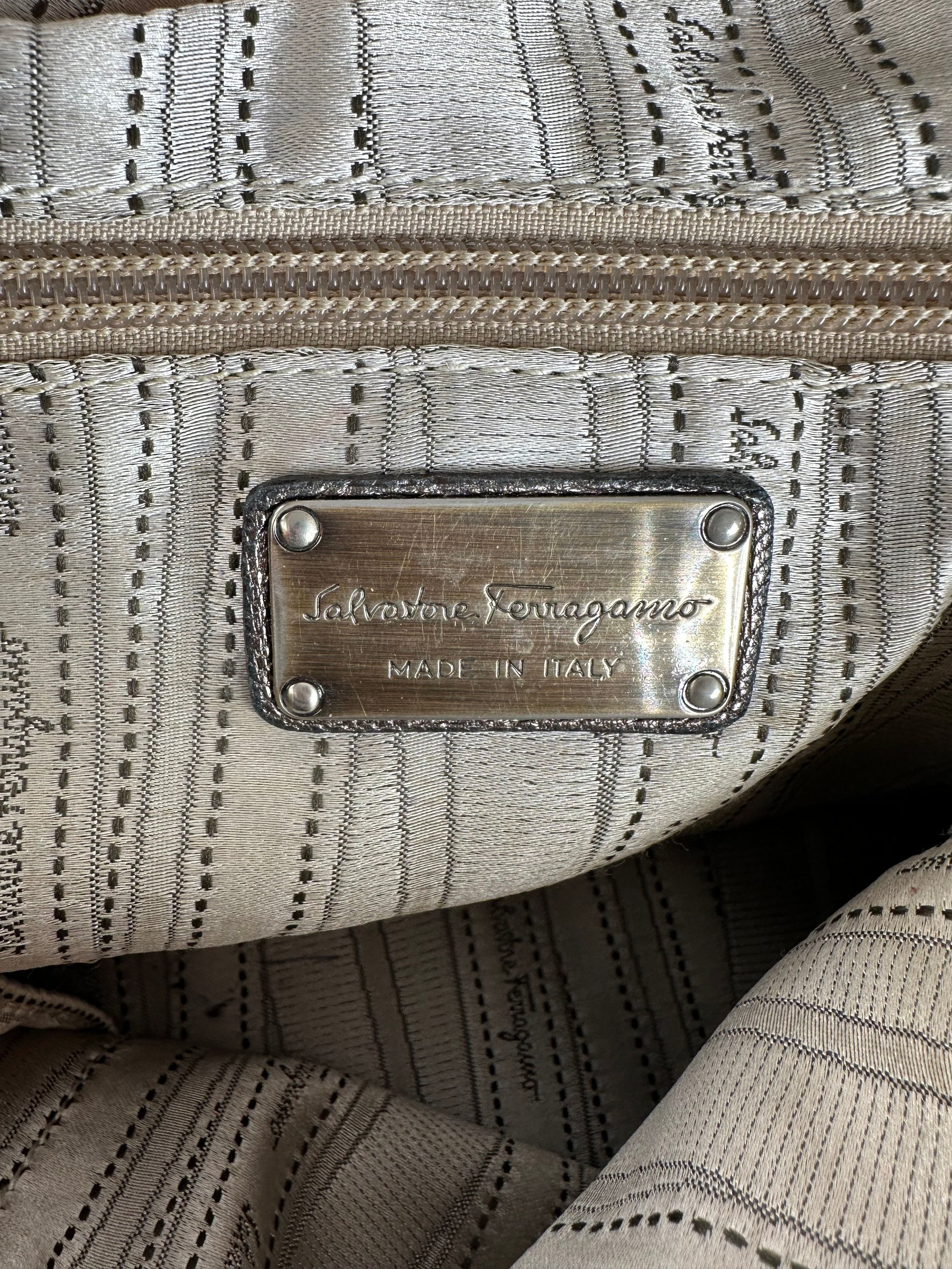 Salvatore Ferragamo Vintage Gancini Leather Bowling Bag Anthracite Size ONE SIZE - 6 Thumbnail