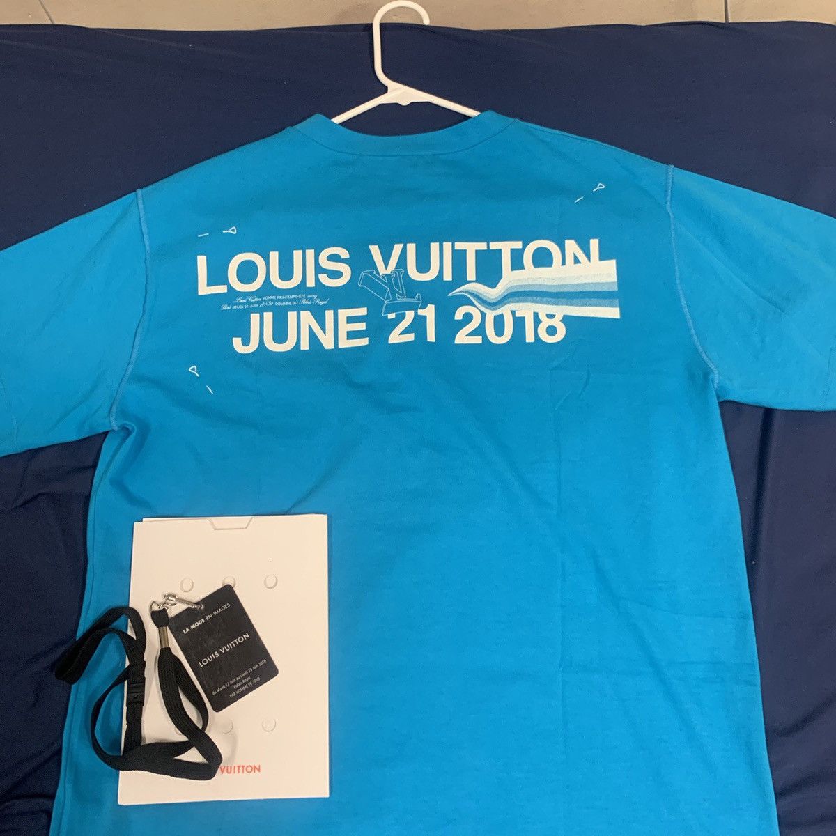 Louis Vuitton 100% Cotton T-shirt Blue by Virgil Abloh Size 4L fits 56-58 US