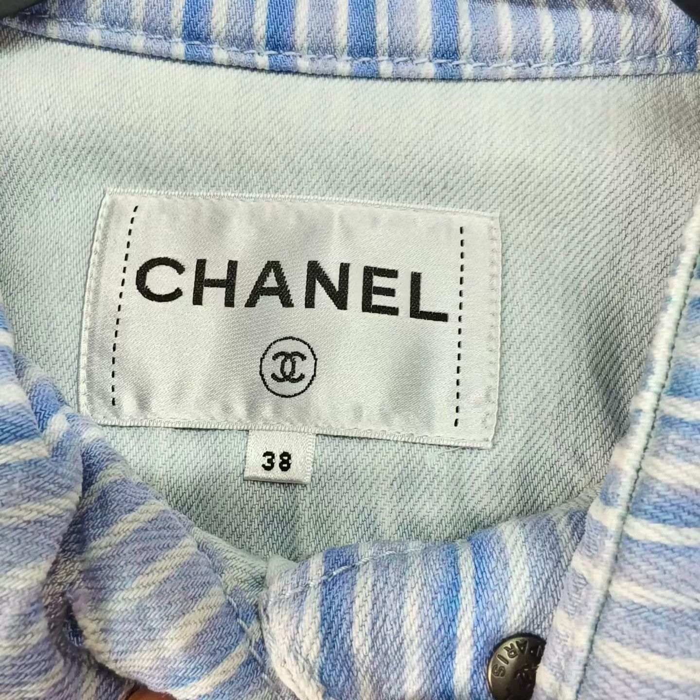 Chanel Chanel Striped Cropped Denim Jacket Size S / US 4 / IT 40 - 4 Thumbnail