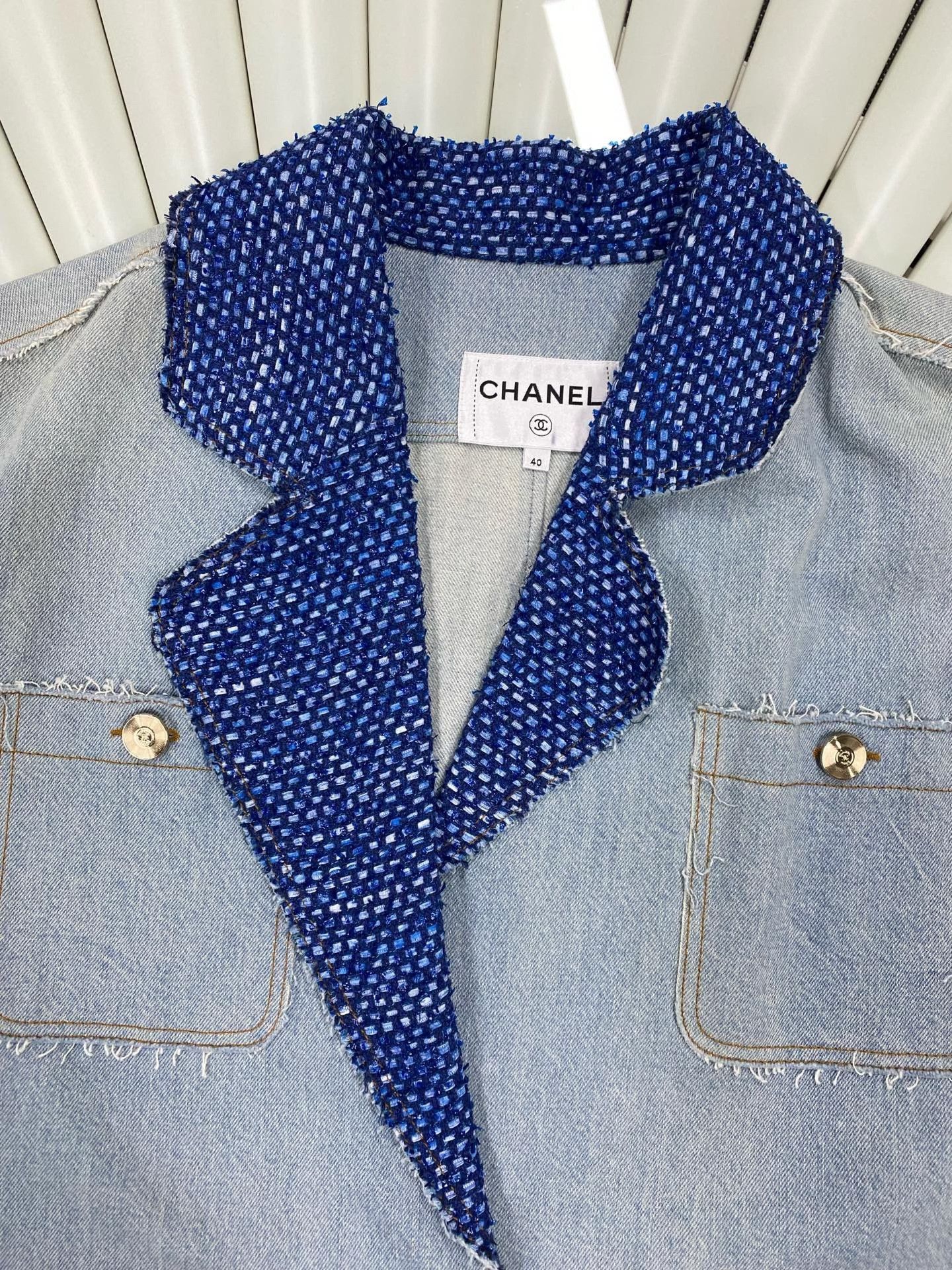 Chanel Chanel 20P Light Blue Oversized Denim Jacket Size US XXS / EU 40 - 3 Thumbnail