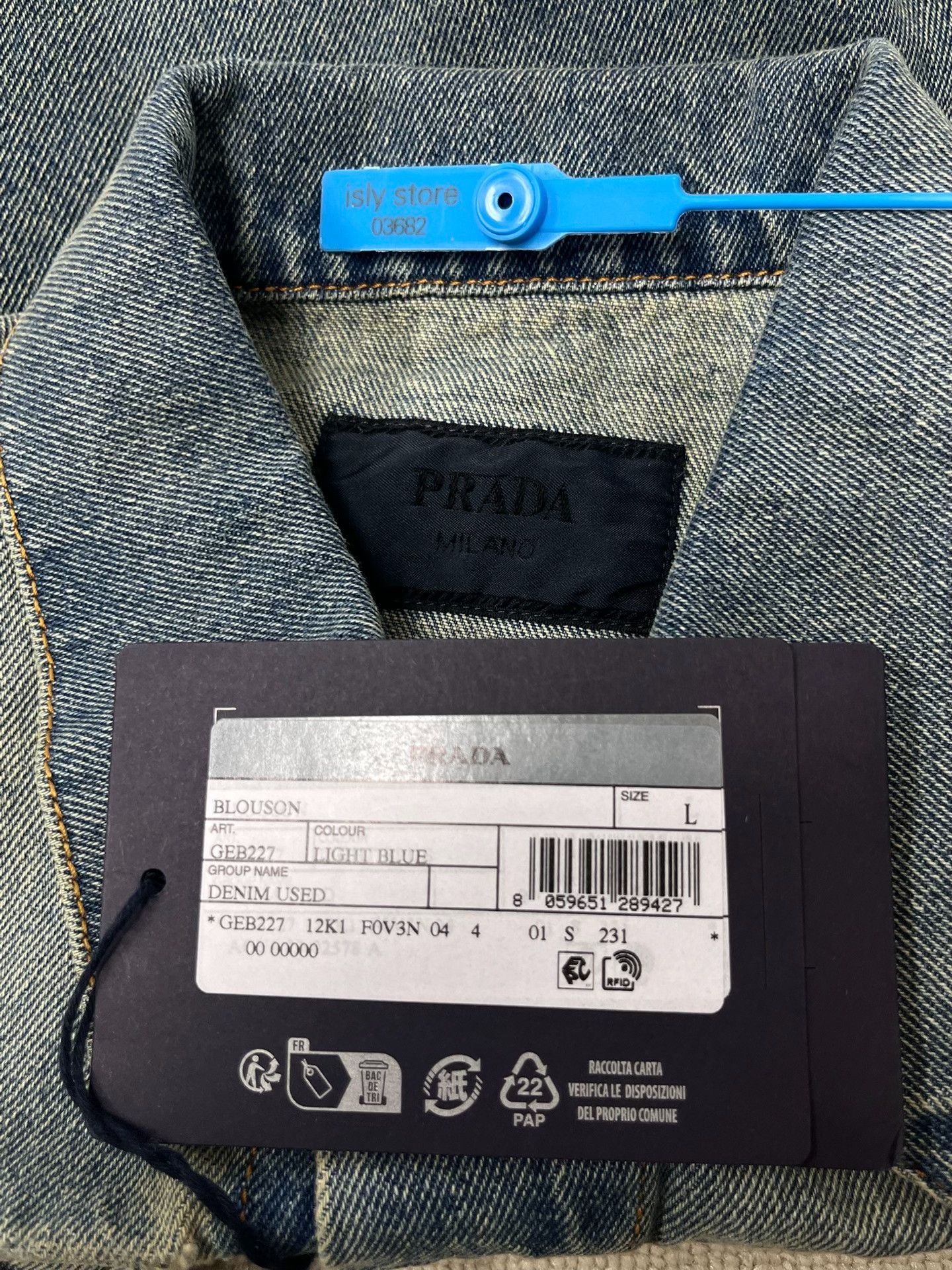 Prada Prada Light Blue Denim Jacket Size US L / EU 52-54 / 3 - 4 Thumbnail