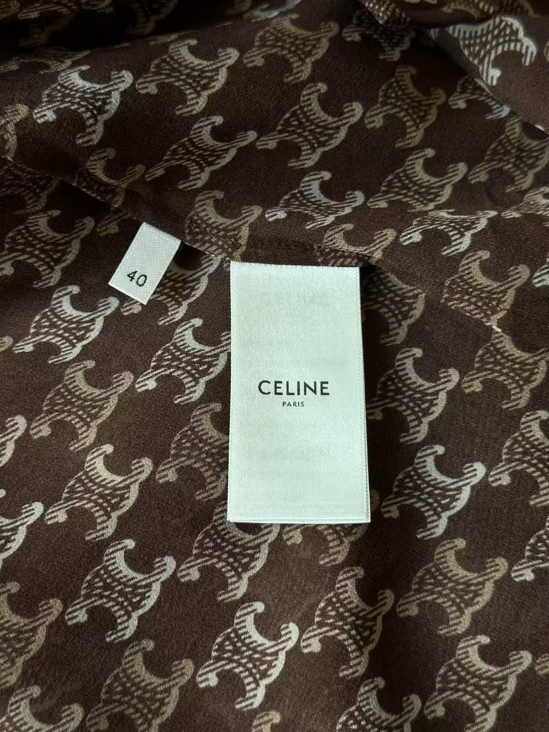 Celine Celine Brown Triomphe All-over Print Silk Shirt Size S / US 4 / IT 40 - 4 Thumbnail