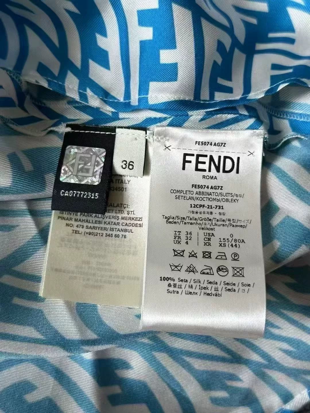 Fendi Fendi Blue White Printed Cropped Shirt Size XS / US 0-2 / IT 36-38 - 4 Thumbnail