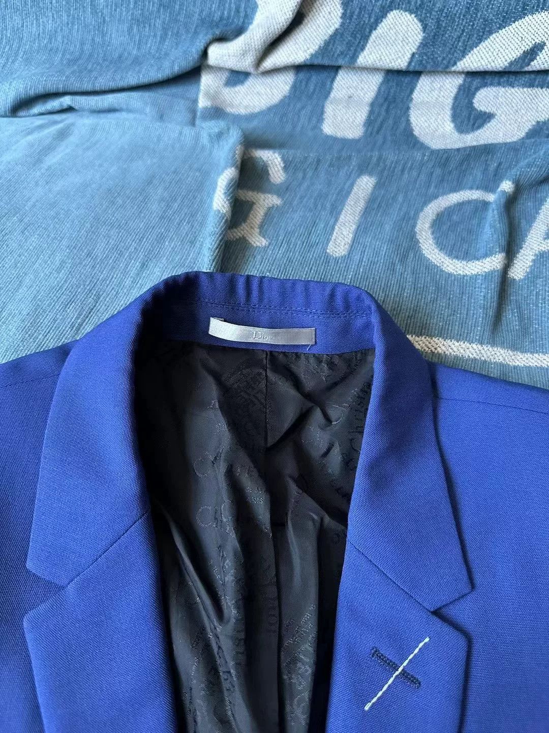 Dior Dior Blue Slogan Suit Jacket Size US M / EU 48-50 / 2 - 3 Thumbnail