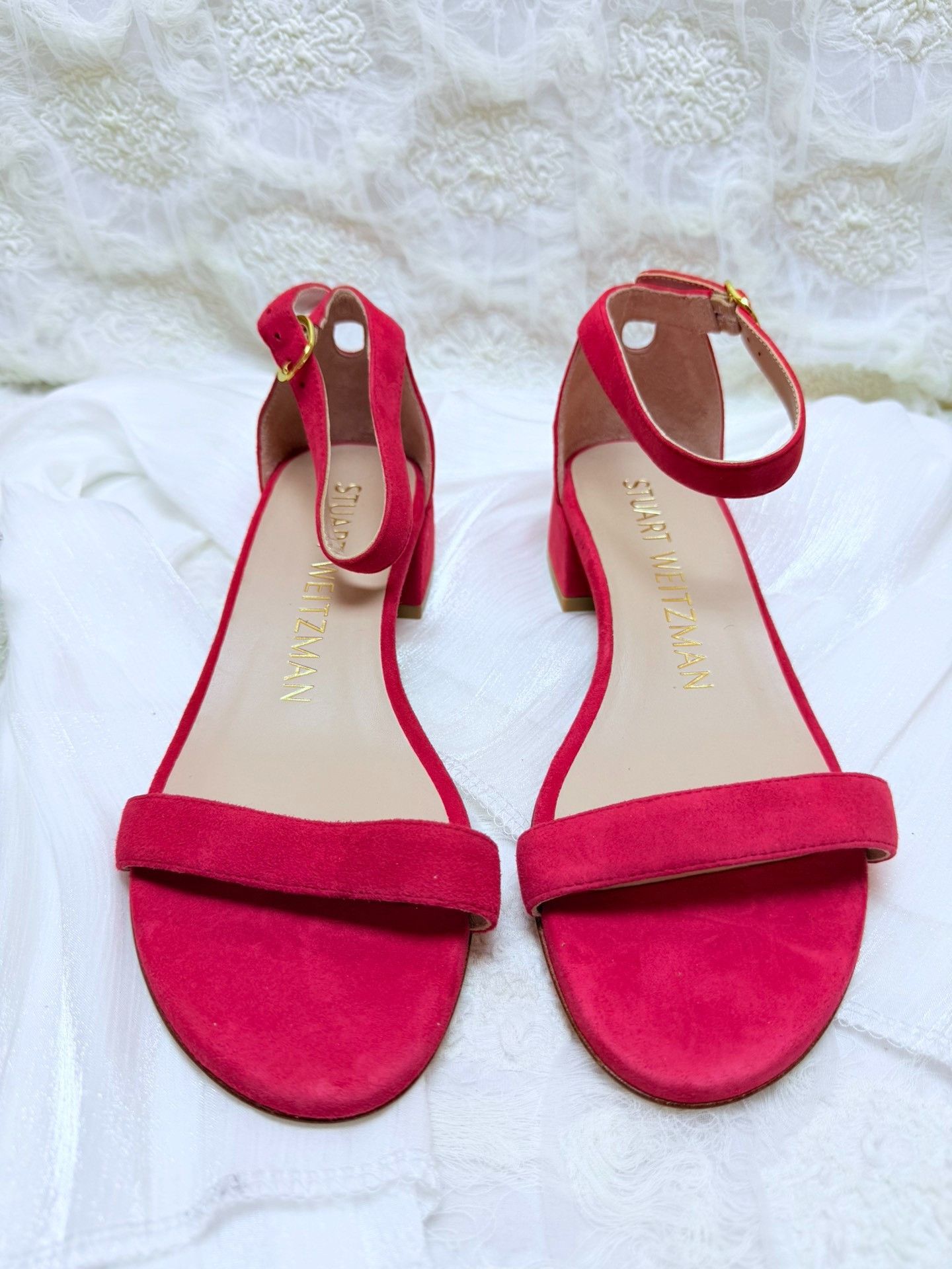 Stuart Weitzman Stuart Weitzman Suede Red Sandals us_6 Women Size US 6 / IT 36 - 3 Thumbnail