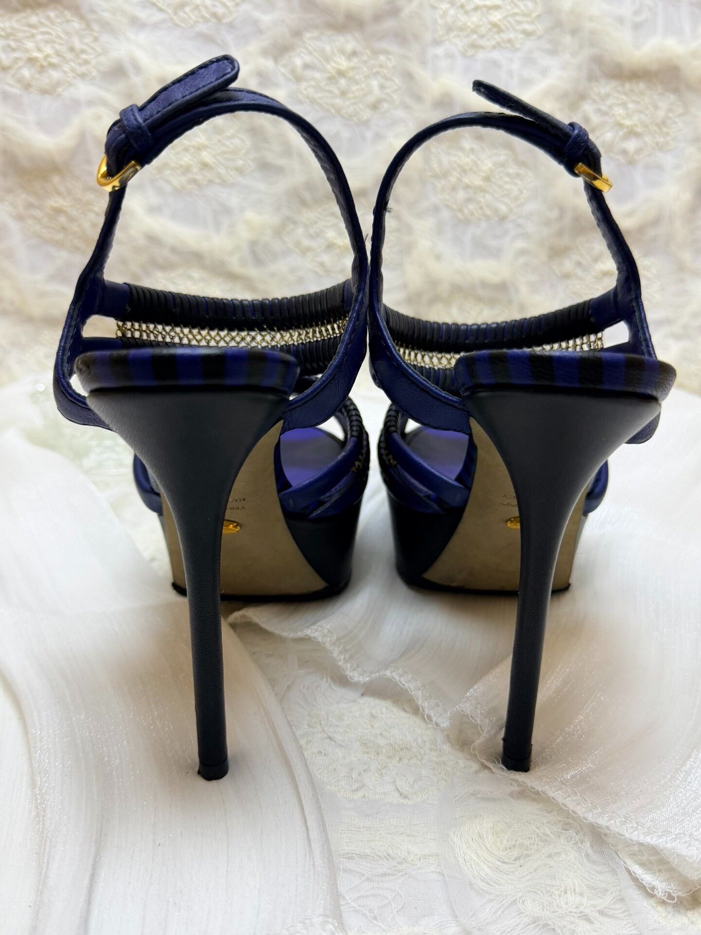 Sergio Rossi Sergio Rossi Knit Blue Sandals us_6-5 Women Size US 6.5 / IT 36.5 - 4 Thumbnail