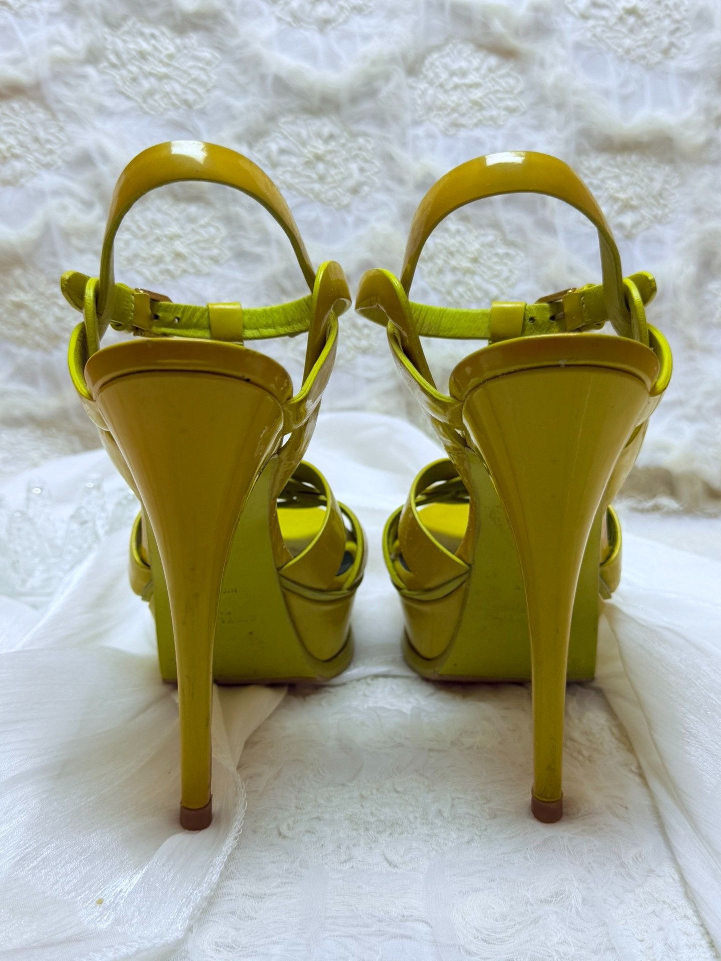 Saint Laurent Paris Saint Laurent Paris Patent Yellow Sandals us_6-5 Women Size US 6.5 / IT 36.5 - 4 Thumbnail