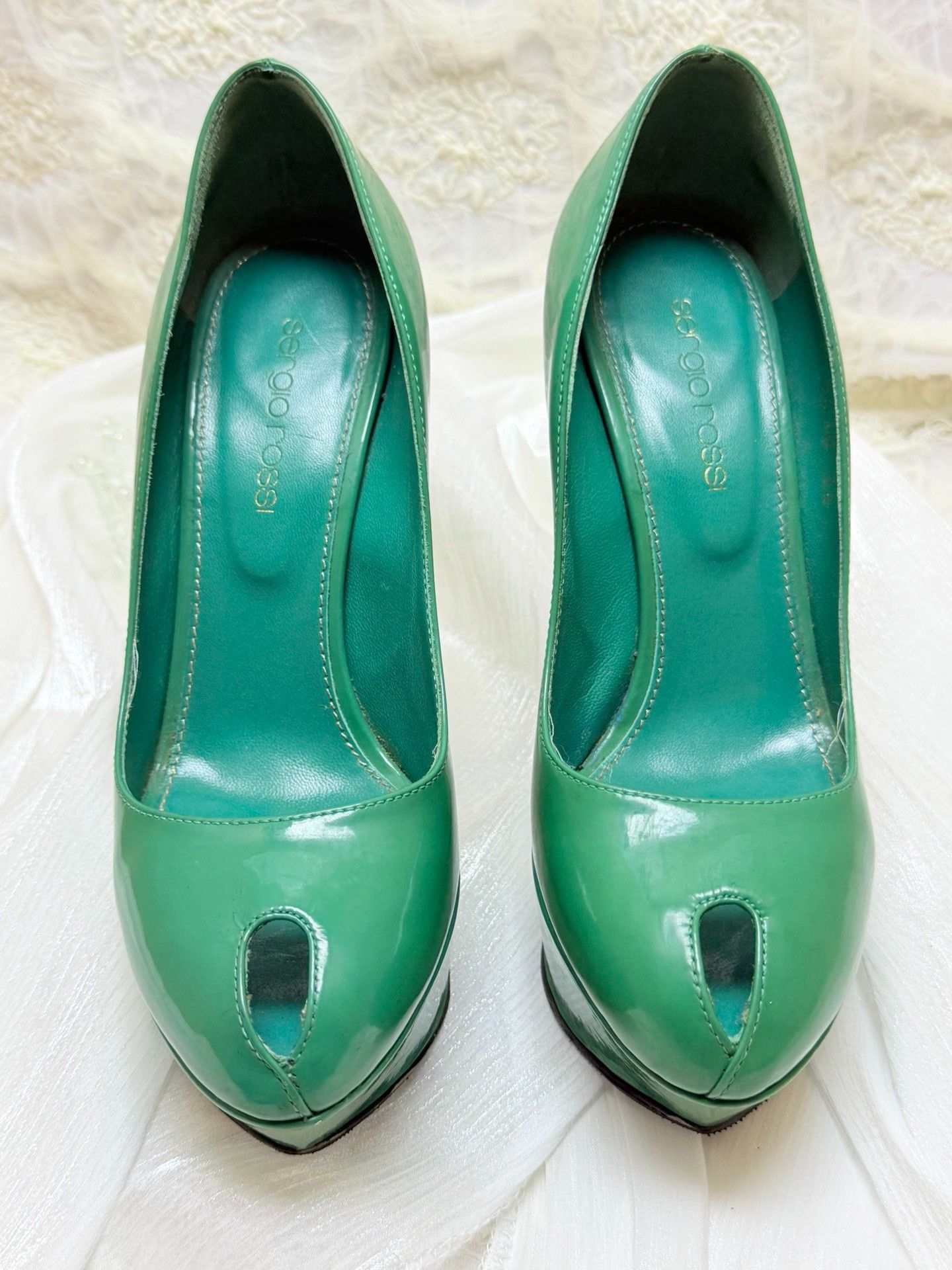 Sergio Rossi Sergio Rossi Patent Green Lowtop Sneakers us_5 Women Size US 5 / IT 35 - 3 Thumbnail
