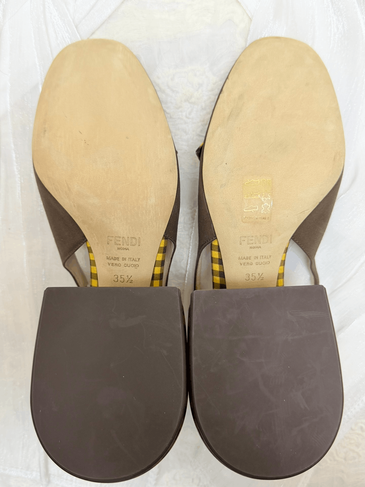Fendi Fendi Plaid Yellow Sandals us_5-5 Women Size US 5.5 / IT 35.5 - 6 Thumbnail