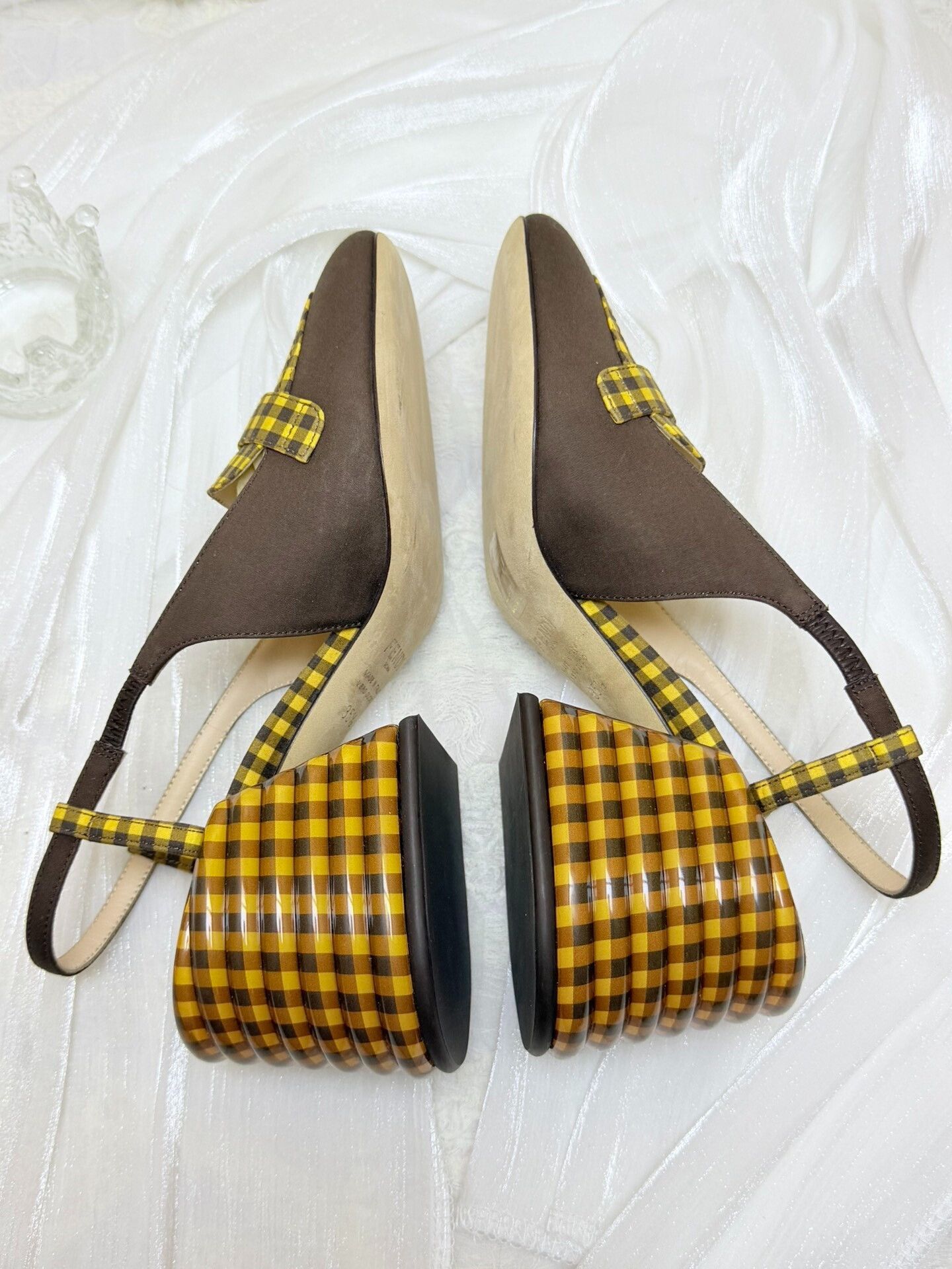 Fendi Fendi Plaid Yellow Sandals us_5-5 Women Size US 5.5 / IT 35.5 - 5 Thumbnail