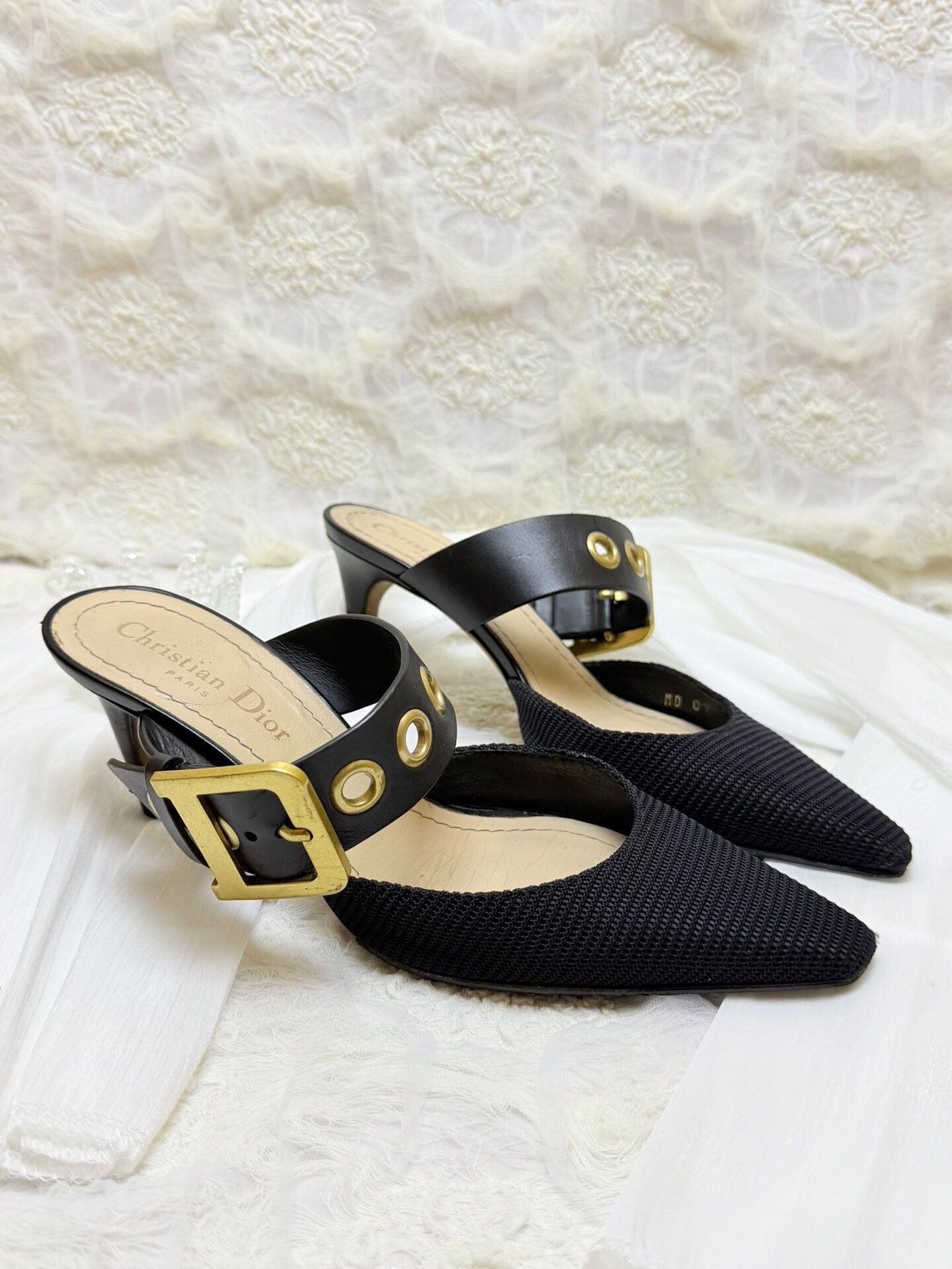 Dior Dior Metallic Black Sandals us_5 Women Size US 5 / IT 35 - 2 Thumbnail