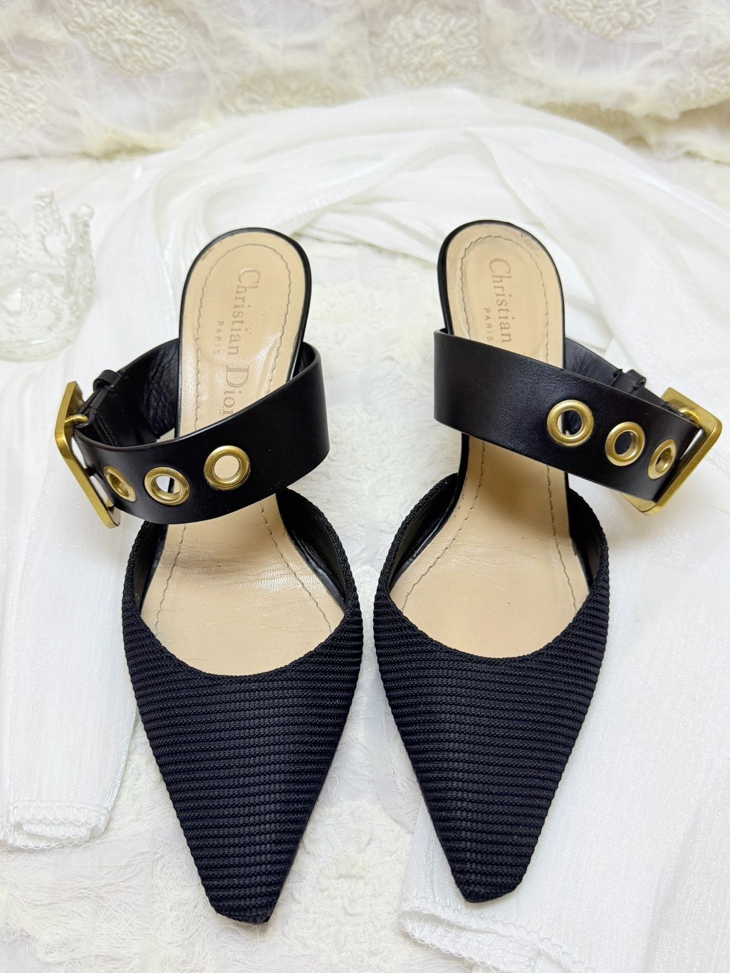 Dior Dior Metallic Black Sandals us_5 Women Size US 5 / IT 35 - 3 Thumbnail
