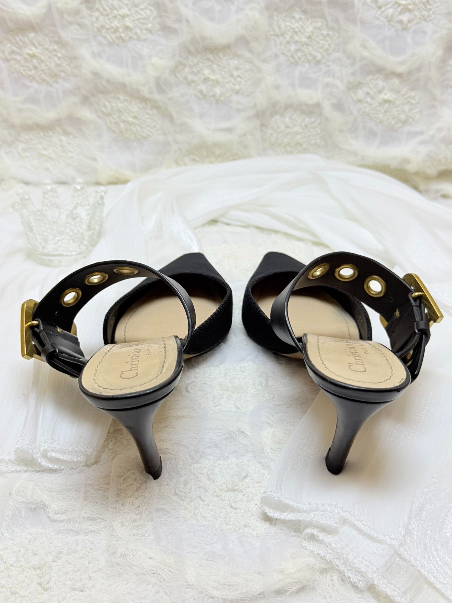 Dior Dior Metallic Black Sandals us_5 Women Size US 5 / IT 35 - 4 Thumbnail