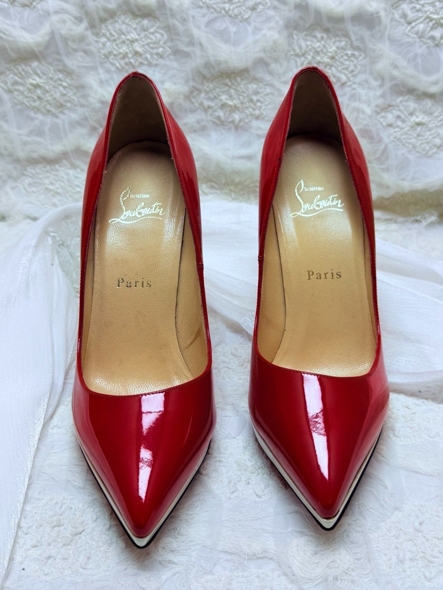 Christian Louboutin Christian Louboutin Patent Red Lowtop Sneakers us_7 Women Size US 7 / IT 37 - 3 Thumbnail