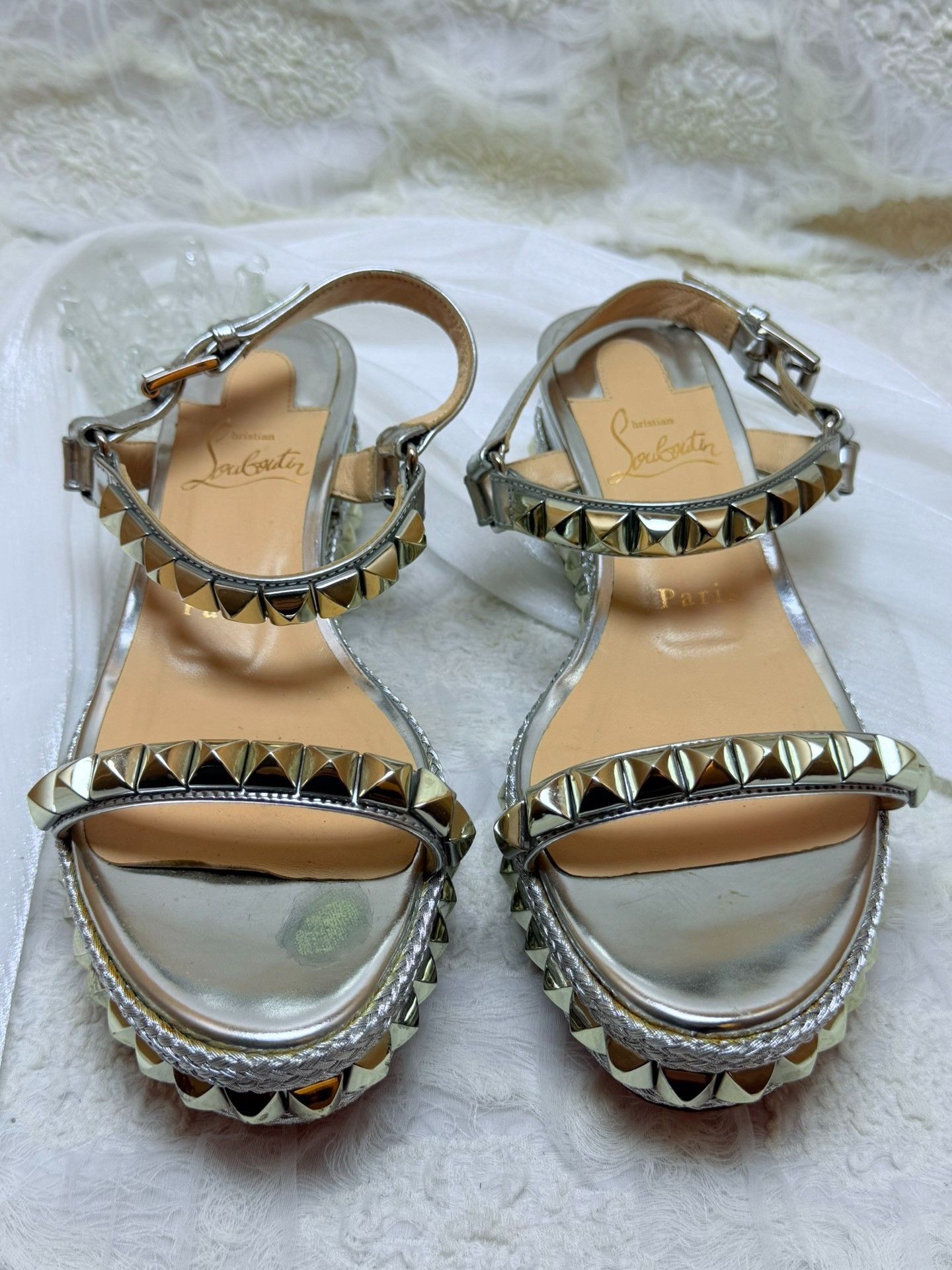 Christian Louboutin Christian Louboutin Silver Sandals us_7 Women Size US 7 / IT 37 - 2 Thumbnail