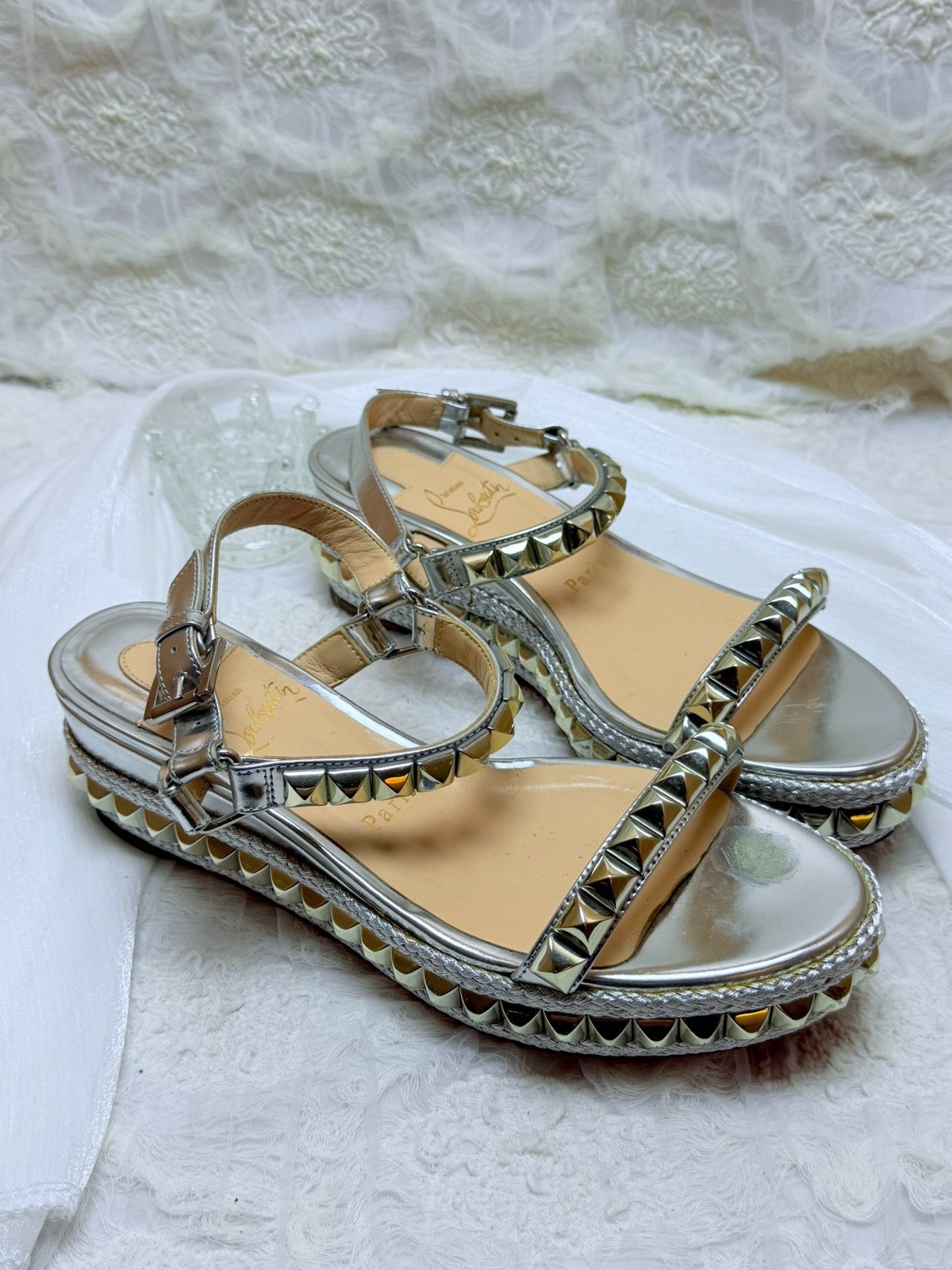 Christian Louboutin Christian Louboutin Silver Sandals us_7 Women Size US 7 / IT 37 - 3 Thumbnail