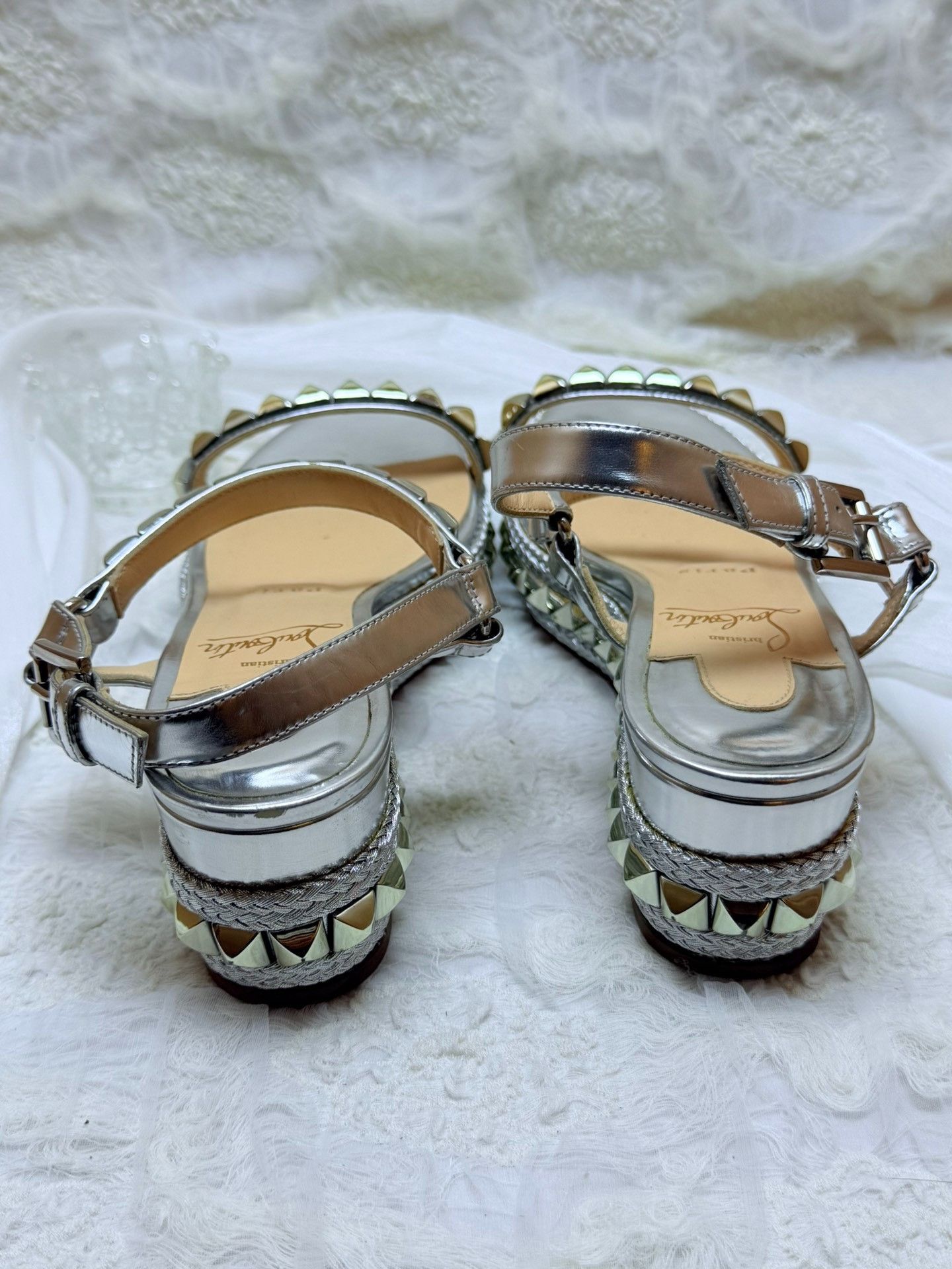 Christian Louboutin Christian Louboutin Silver Sandals us_7 Women Size US 7 / IT 37 - 4 Thumbnail