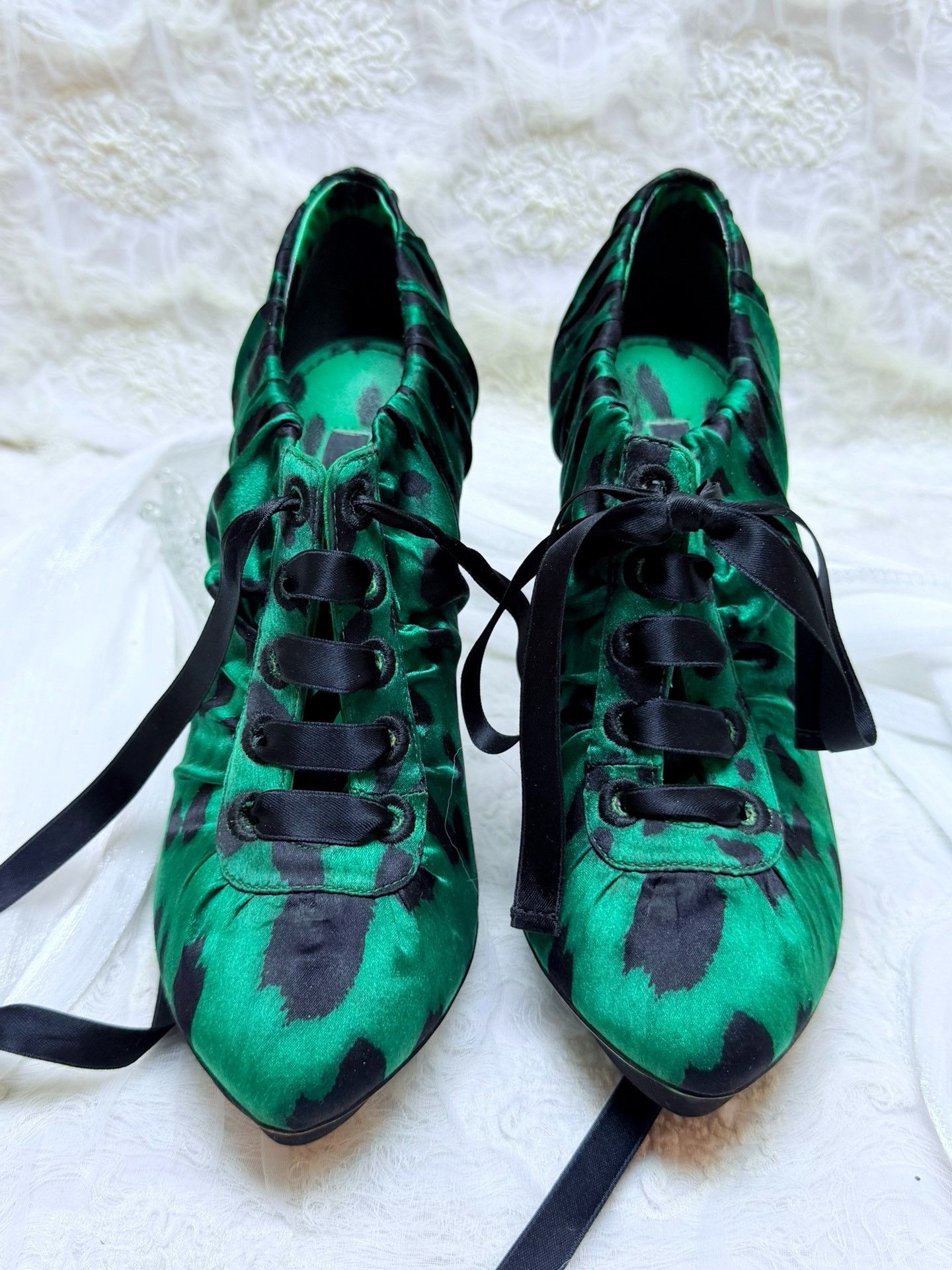 Dolce & Gabbana Dolce & Gabbana Animal Print Green Lowtop Sneakers Women Size US 5.5 / IT 35.5 - 3 Thumbnail