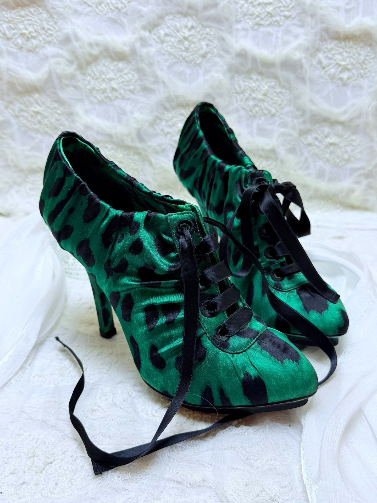 Dolce & Gabbana Dolce & Gabbana Animal Print Green Lowtop Sneakers Women Size US 5.5 / IT 35.5 - 2 Thumbnail