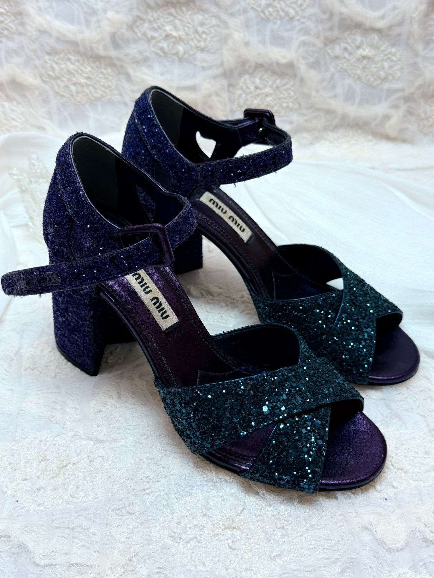 Miu Miu Miu Miu Purple Sandals us_5 Women Size US 5 / IT 35 - 2 Thumbnail
