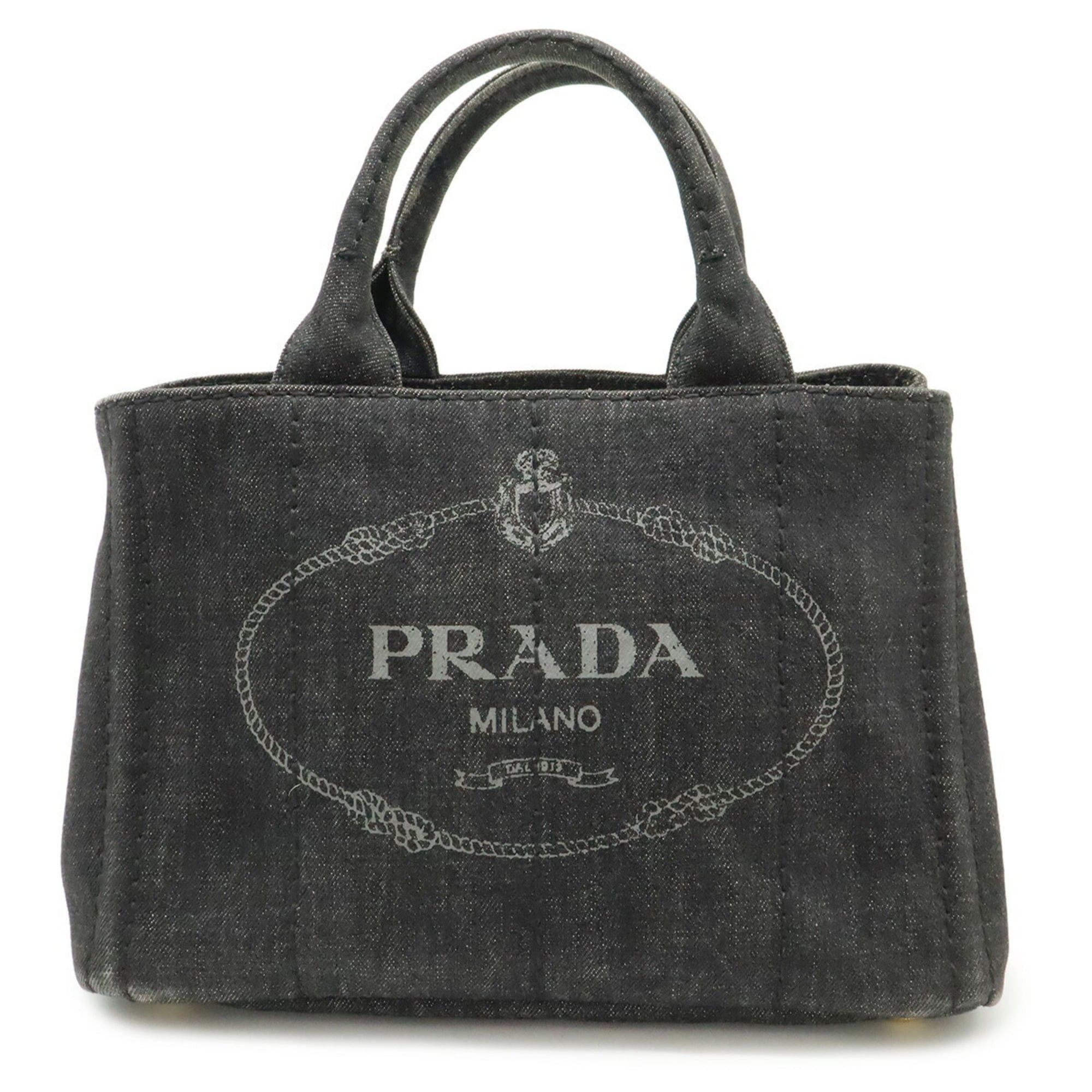 Prada PRADA Canapa Tote Bag/Handbag, Denim, NERO (Black), Purchased at a domestic boutique, Shoulder strap missing, B2439G Size ONE SIZE - 2 Thumbnail