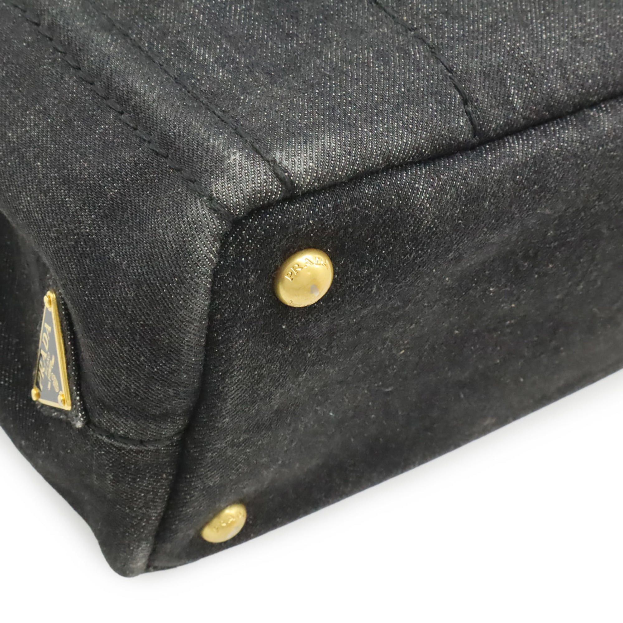 Prada PRADA Canapa Tote Bag/Handbag, Denim, NERO (Black), Purchased at a domestic boutique, Shoulder strap missing, B2439G Size ONE SIZE - 4 Thumbnail
