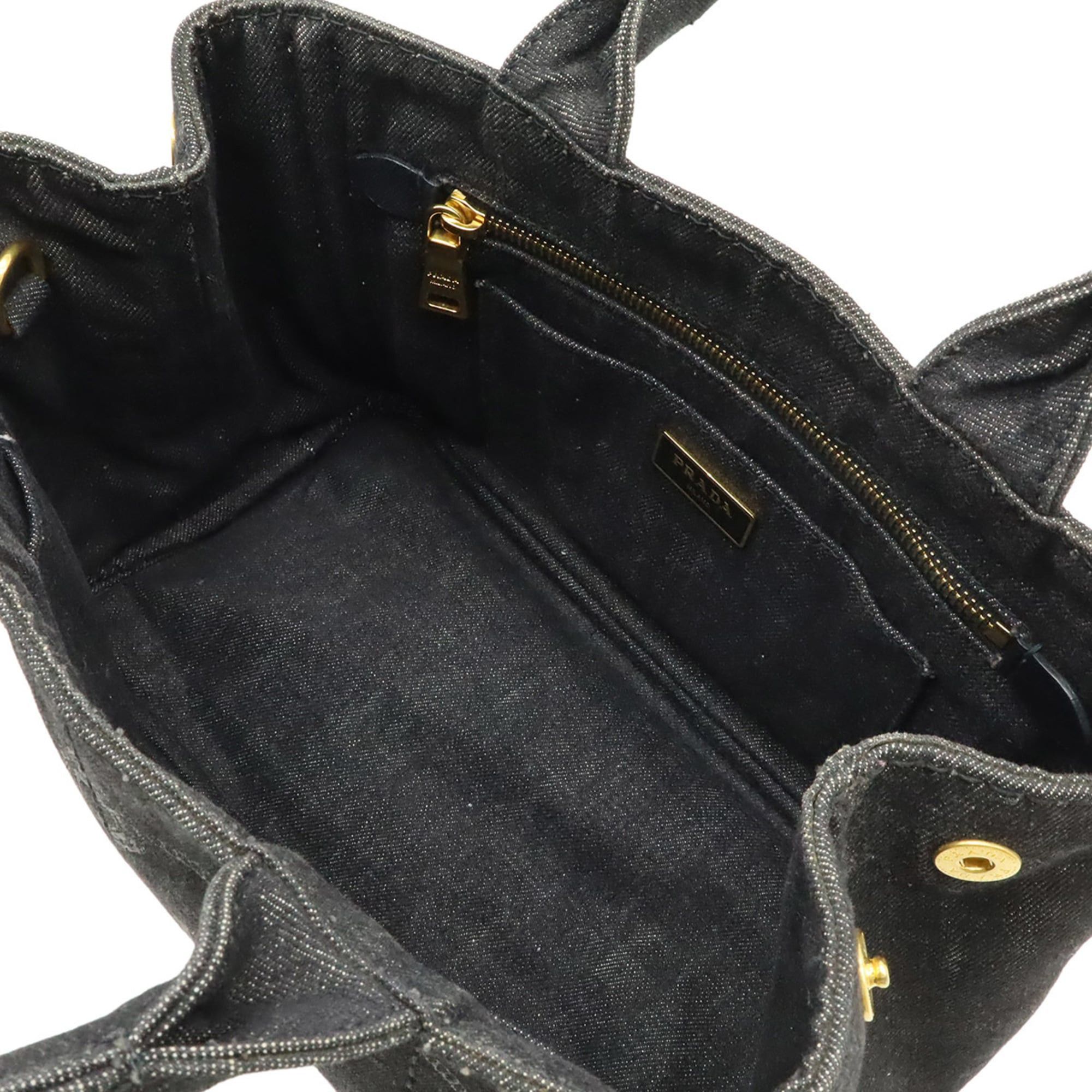 Prada PRADA Canapa Tote Bag/Handbag, Denim, NERO (Black), Purchased at a domestic boutique, Shoulder strap missing, B2439G Size ONE SIZE - 6 Thumbnail