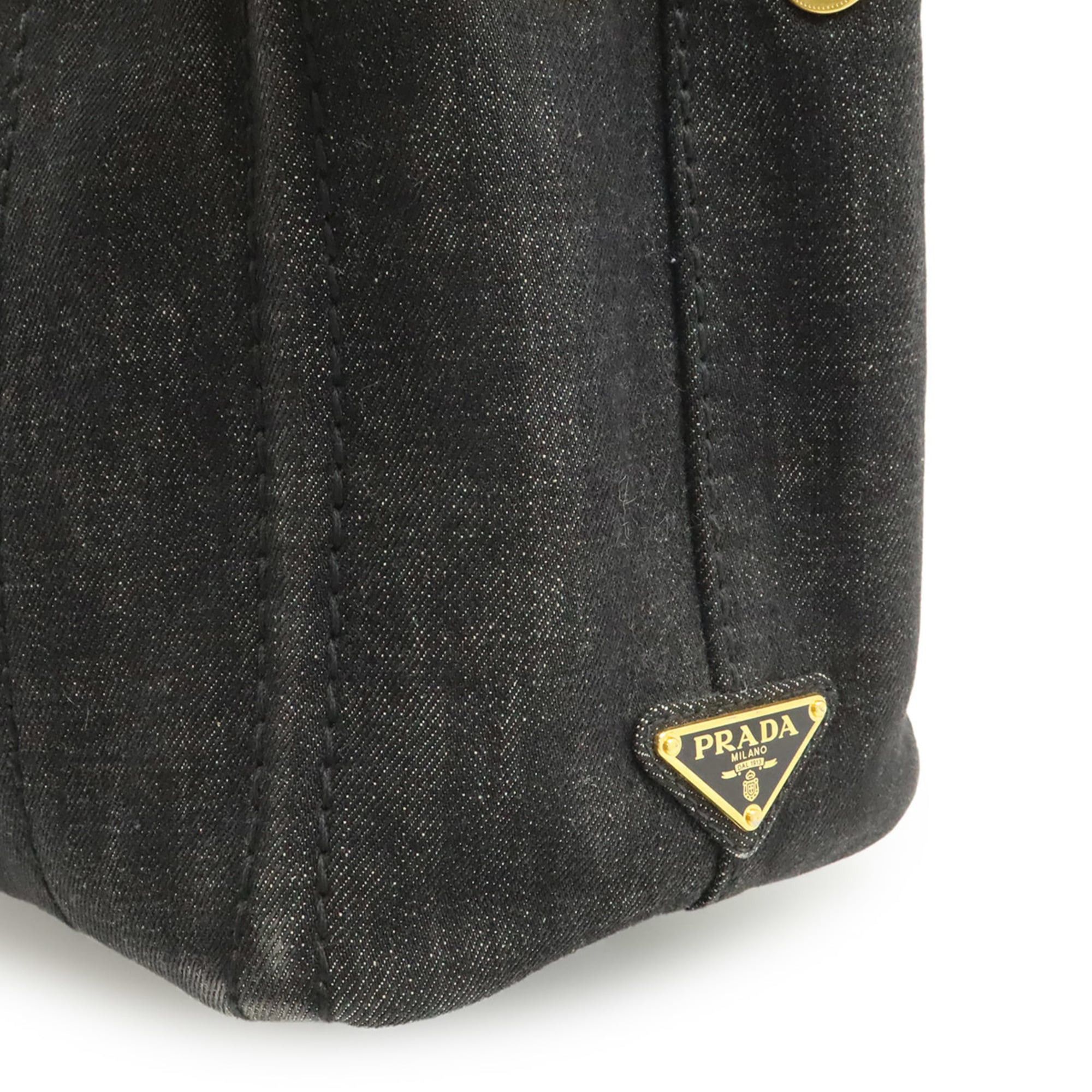 Prada PRADA Canapa Tote Bag/Handbag, Denim, NERO (Black), Purchased at a domestic boutique, Shoulder strap missing, B2439G Size ONE SIZE - 8 Thumbnail