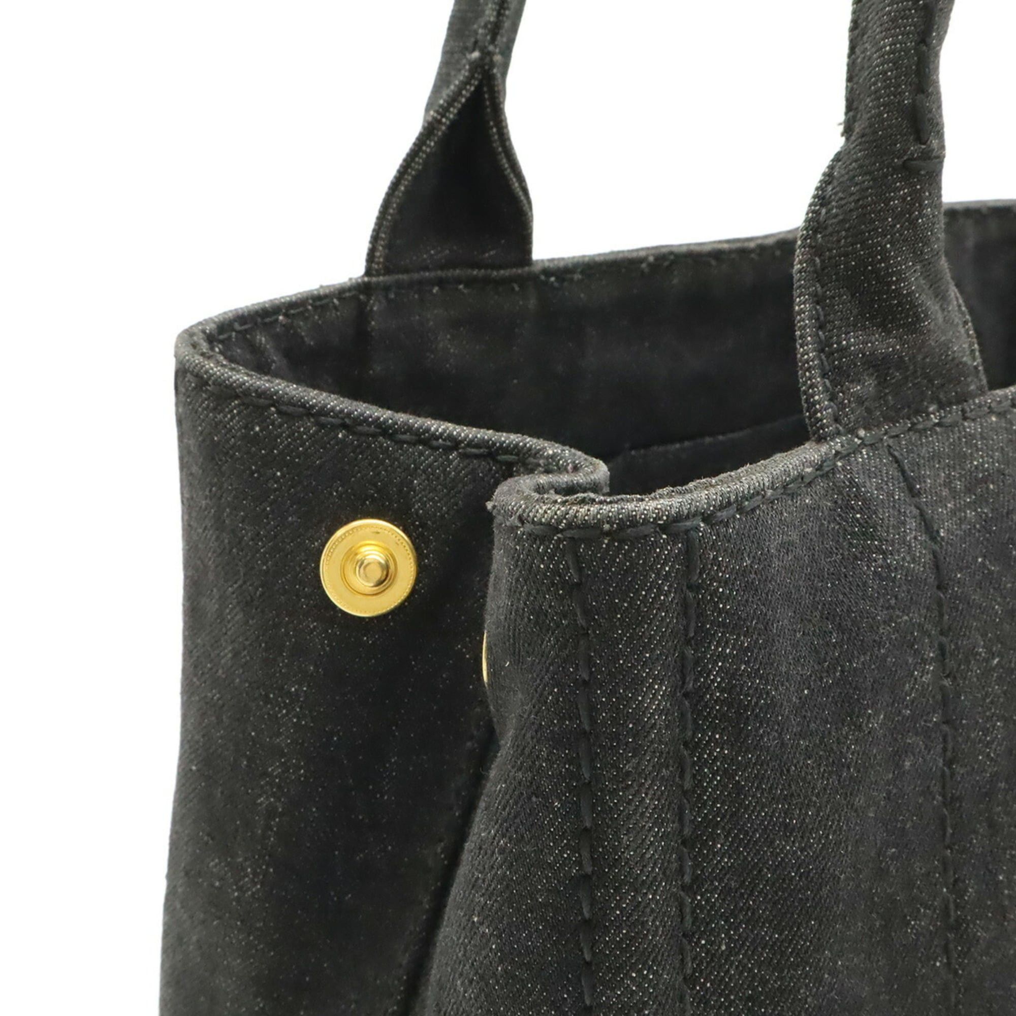 Prada PRADA Canapa Tote Bag/Handbag, Denim, NERO (Black), Purchased at a domestic boutique, Shoulder strap missing, B2439G Size ONE SIZE - 7 Thumbnail