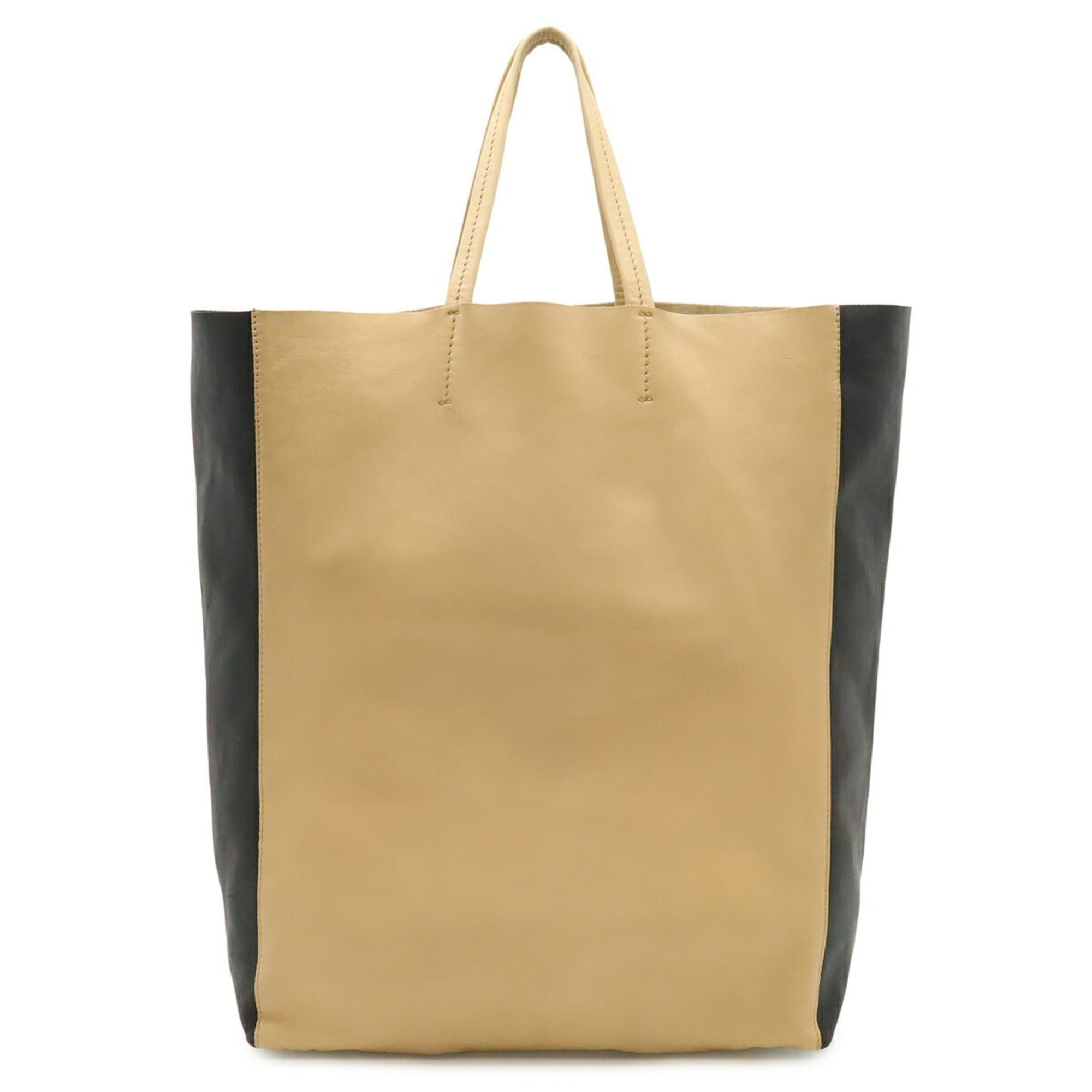 Celine CELINE Horizontal Cabas Bicolor Tote Bag Large Shoulder Leather Beige Black Size ONE SIZE - 2 Thumbnail