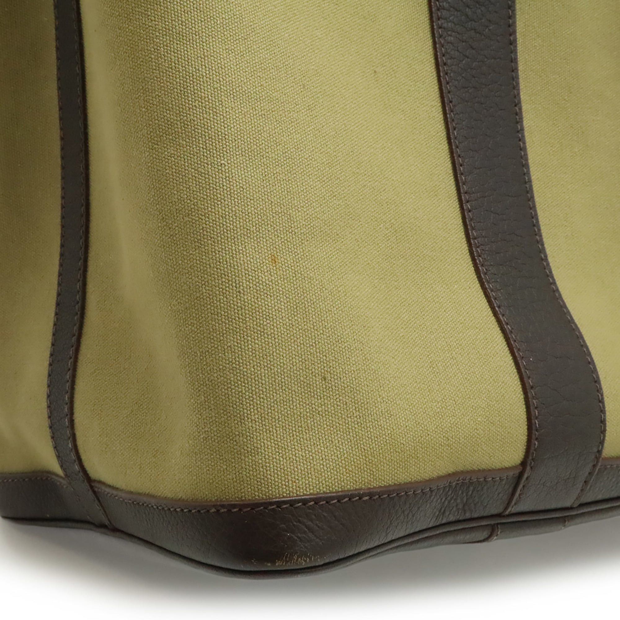 Hermes HERMES Garden PM Tote Bag Handbag Canvas Leather Khaki Dark Brown □P Stamp Size ONE SIZE - 6 Thumbnail