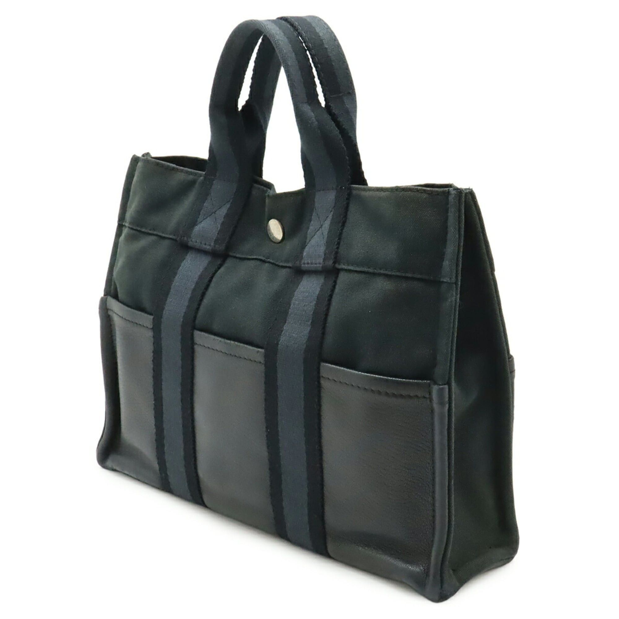 Hermes HERMES Fourre-Tout PM Tote Bag, Handbag, Half Leather Canvas, Navy, Black Size ONE SIZE - 3 Thumbnail