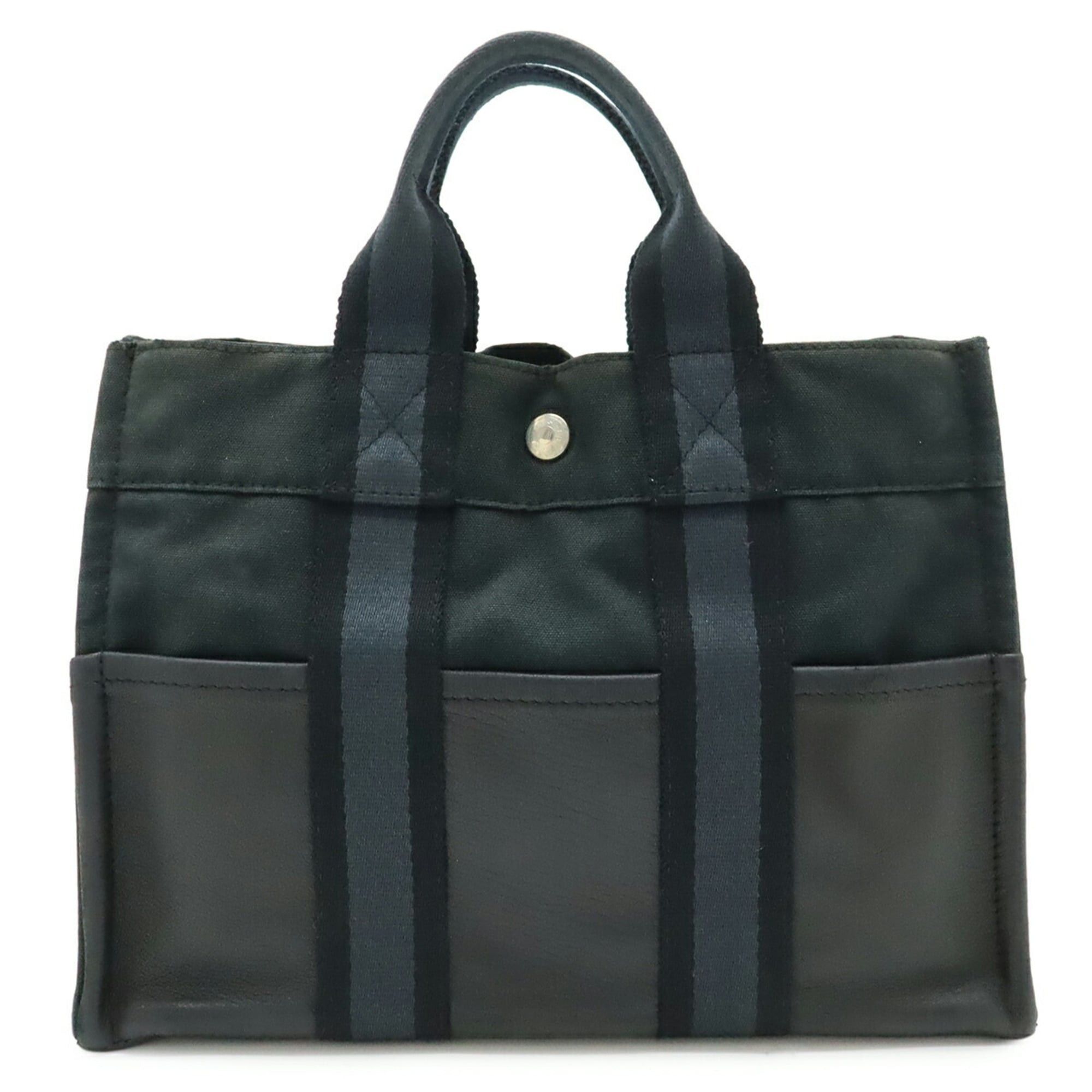 Hermes HERMES Fourre-Tout PM Tote Bag, Handbag, Half Leather Canvas, Navy, Black Size ONE SIZE - 2 Thumbnail