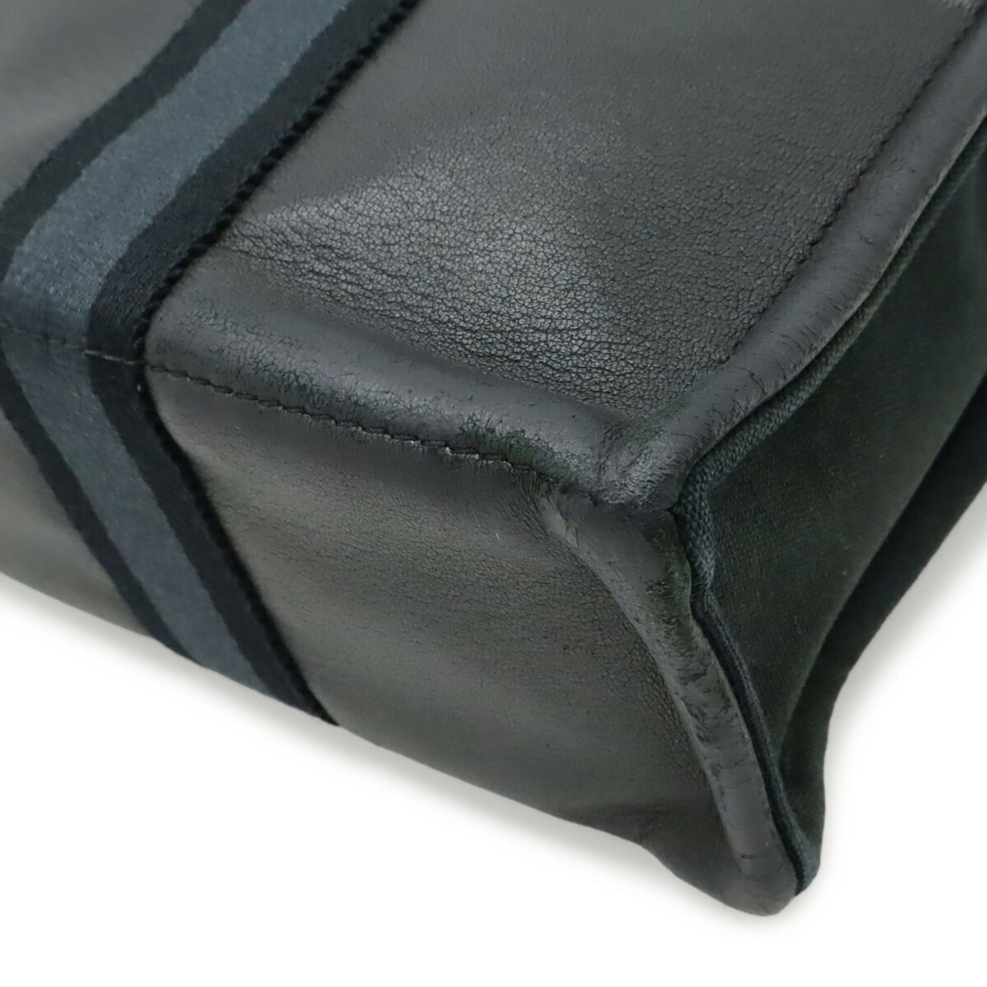 Hermes HERMES Fourre-Tout PM Tote Bag, Handbag, Half Leather Canvas, Navy, Black Size ONE SIZE - 4 Thumbnail