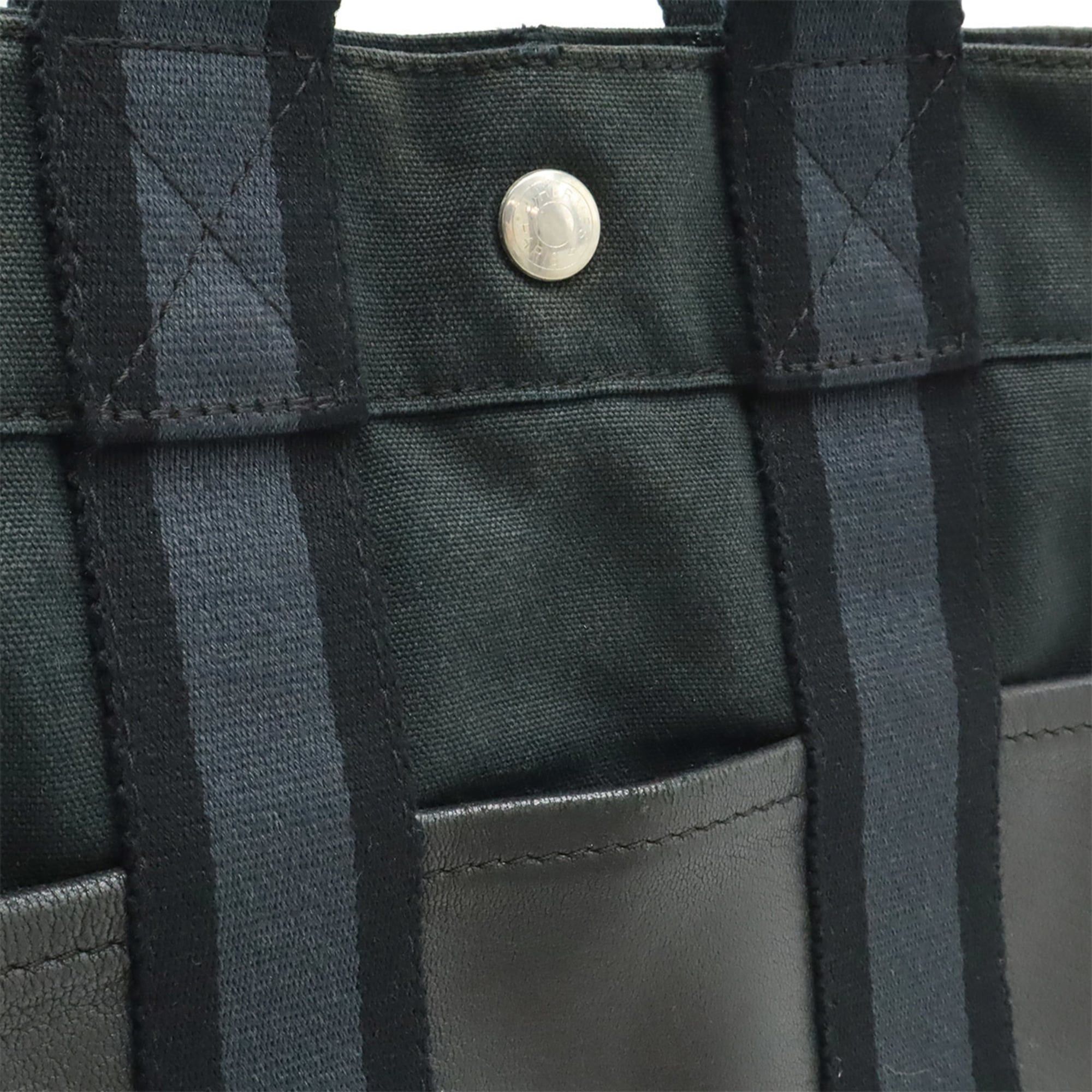 Hermes HERMES Fourre-Tout PM Tote Bag, Handbag, Half Leather Canvas, Navy, Black Size ONE SIZE - 8 Thumbnail