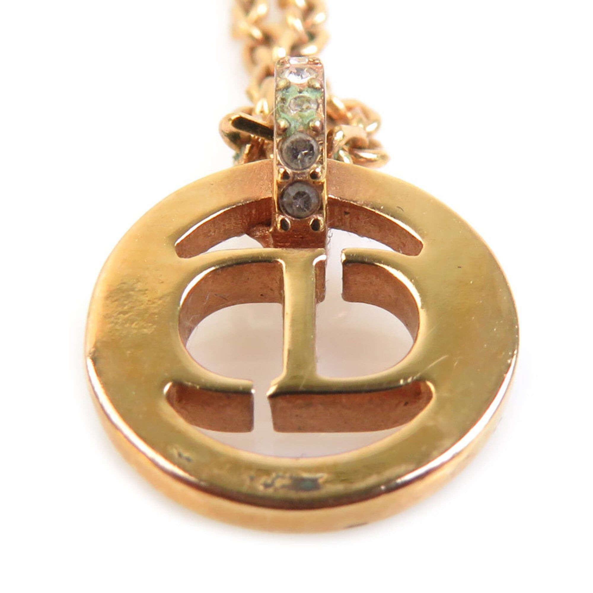 Dior Christian Dior necklace, metal, rhinestones, gold, light pink, women's, h32152j Size ONE SIZE - 4 Thumbnail