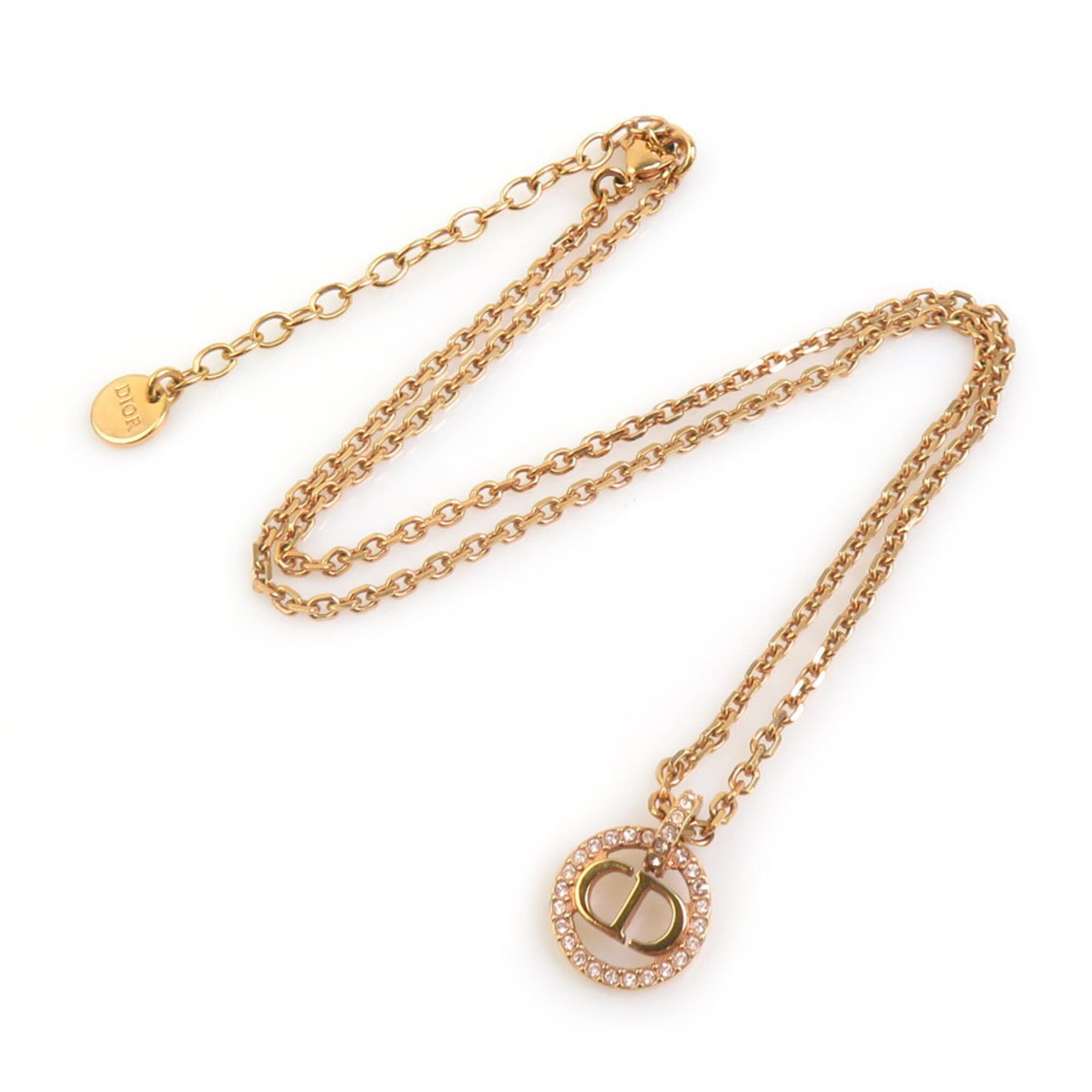 Dior Christian Dior necklace, metal, rhinestones, gold, light pink, women's, h32152j Size ONE SIZE - 2 Thumbnail