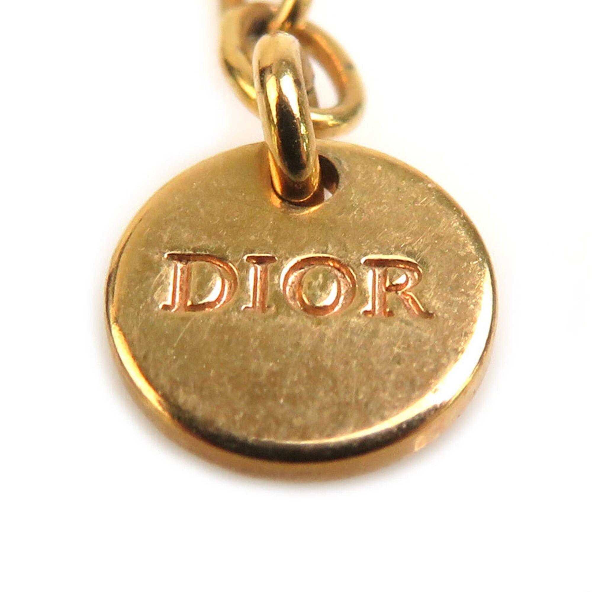 Dior Christian Dior necklace, metal, rhinestones, gold, light pink, women's, h32152j Size ONE SIZE - 6 Thumbnail