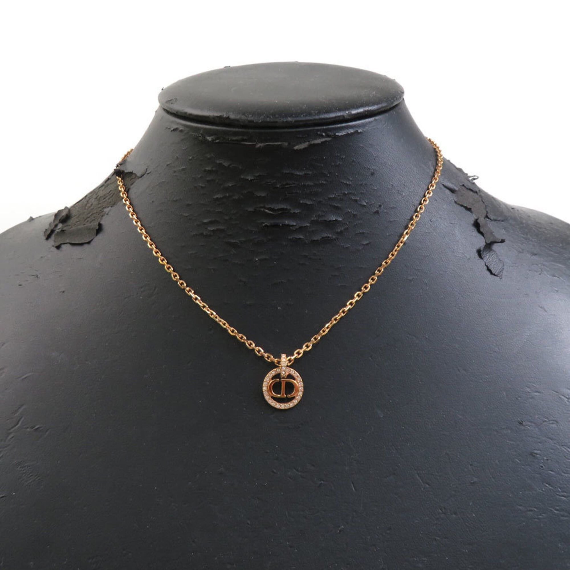 Dior Christian Dior necklace, metal, rhinestones, gold, light pink, women's, h32152j Size ONE SIZE - 7 Thumbnail
