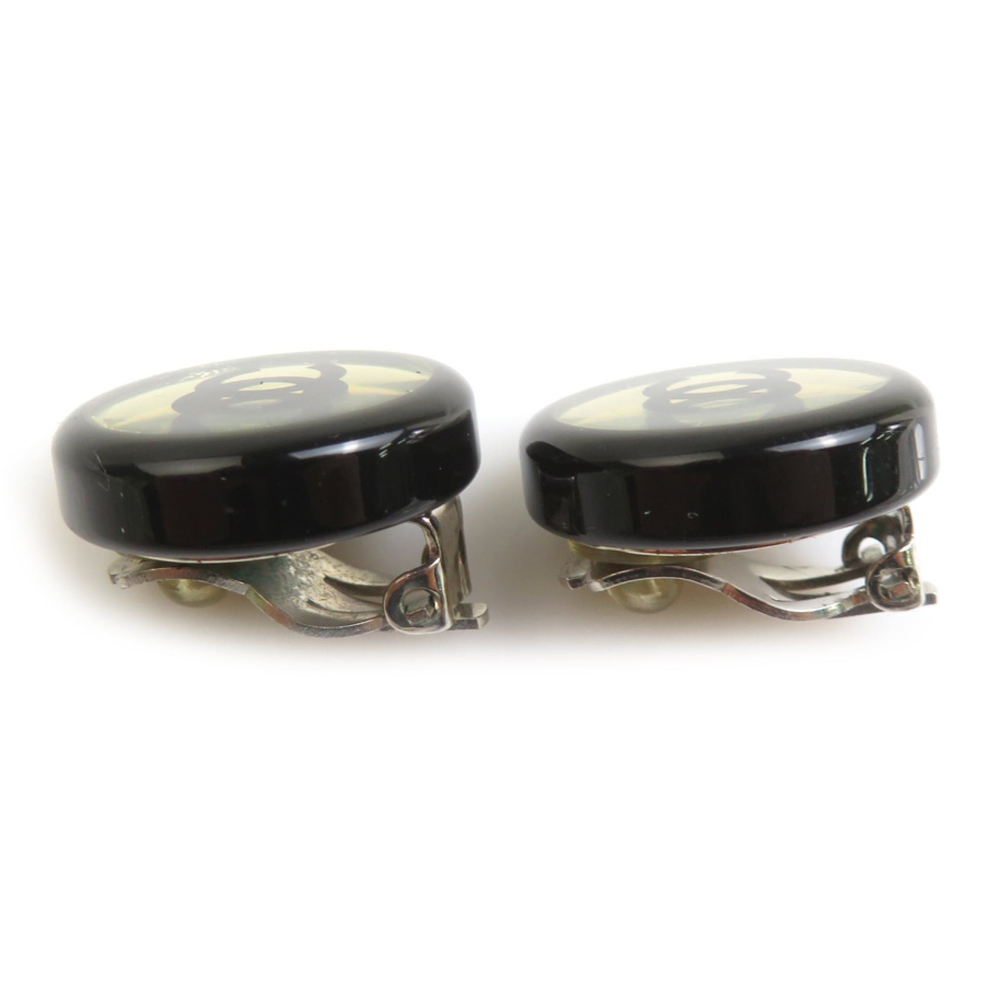 Chanel Chanel earrings, metal and resin, black silver, women's, h32171i Size ONE SIZE - 3 Thumbnail