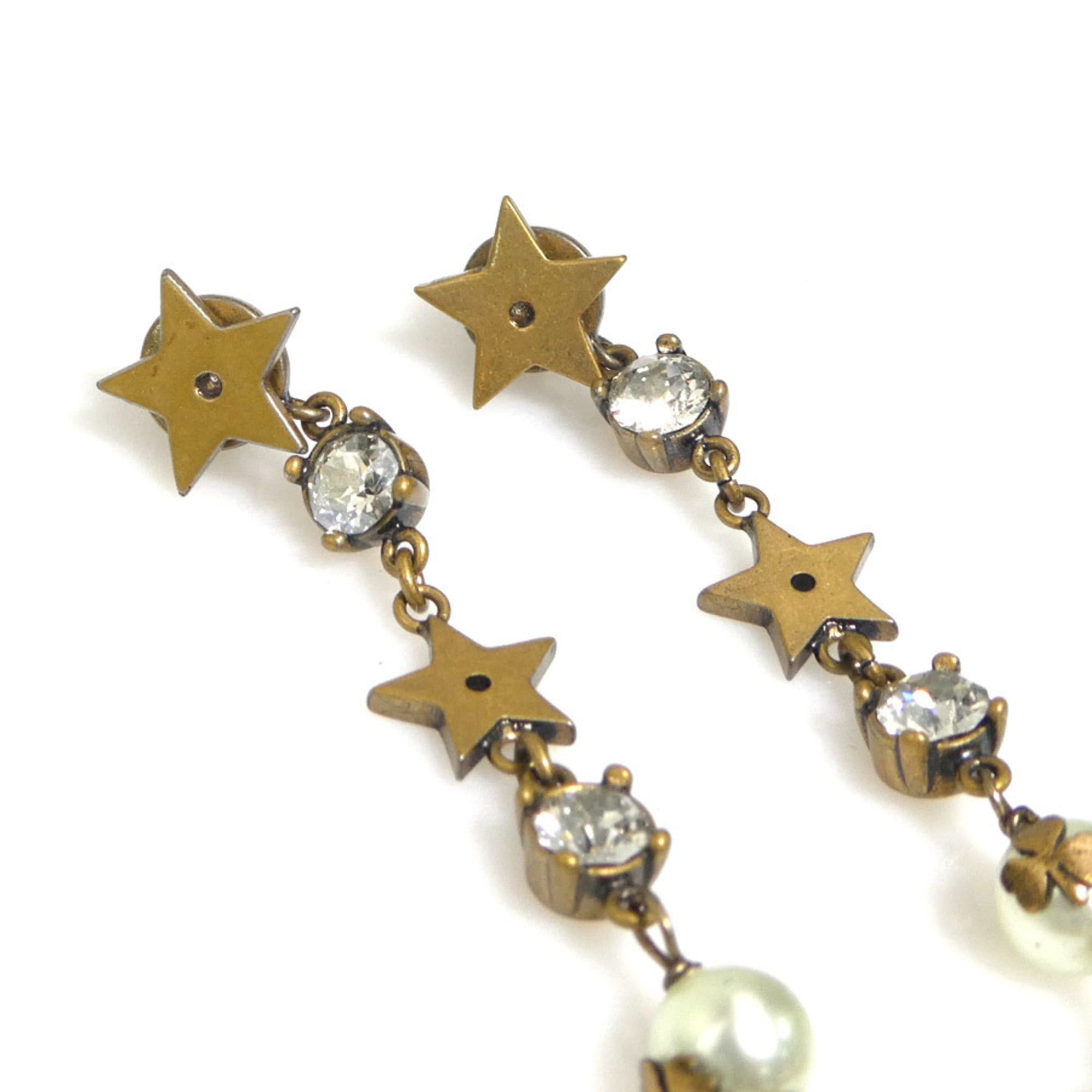 Dior Christian Dior earrings, metal, faux pearl, gold, white, women's, h32155k Size ONE SIZE - 5 Thumbnail