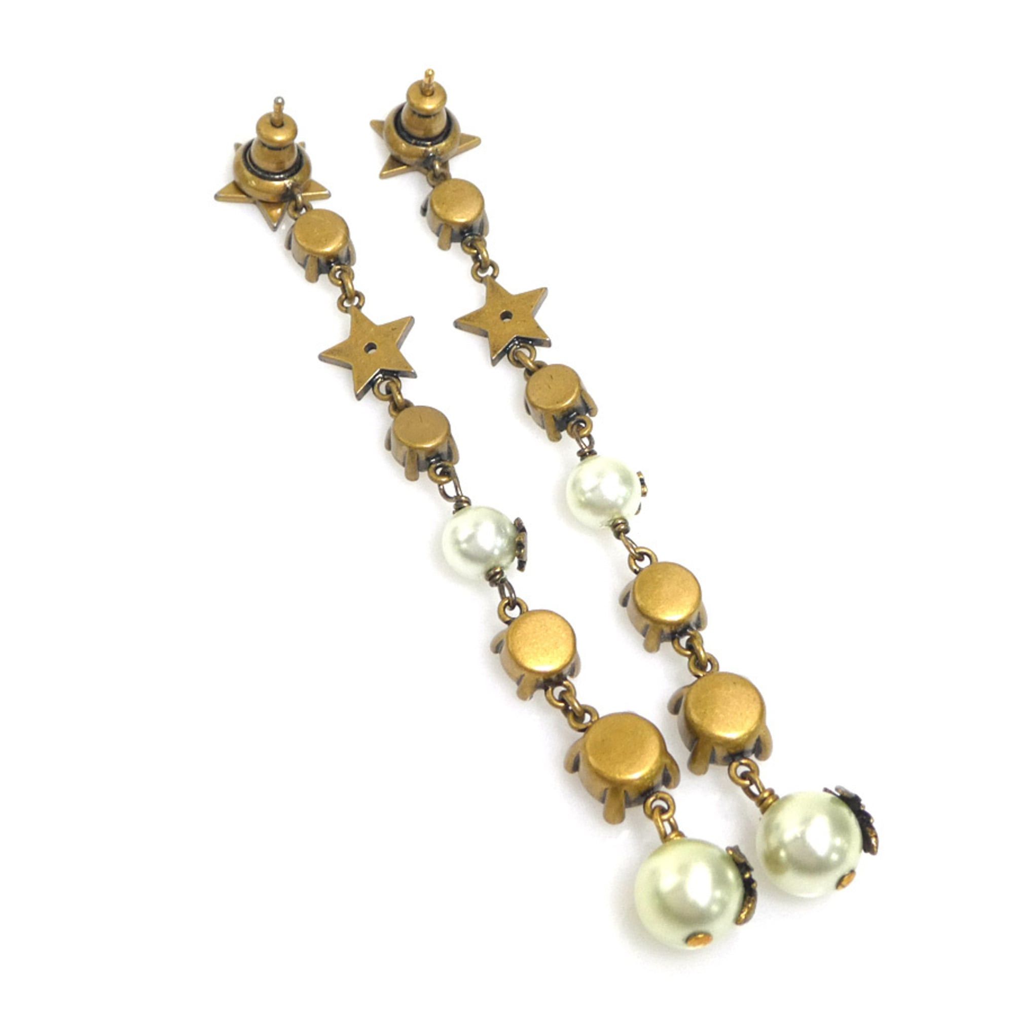 Dior Christian Dior earrings, metal, faux pearl, gold, white, women's, h32155k Size ONE SIZE - 4 Thumbnail
