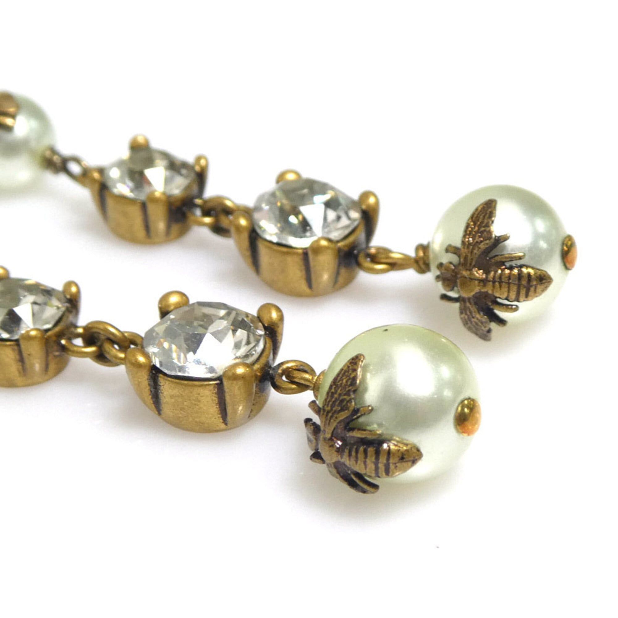 Dior Christian Dior earrings, metal, faux pearl, gold, white, women's, h32155k Size ONE SIZE - 6 Thumbnail
